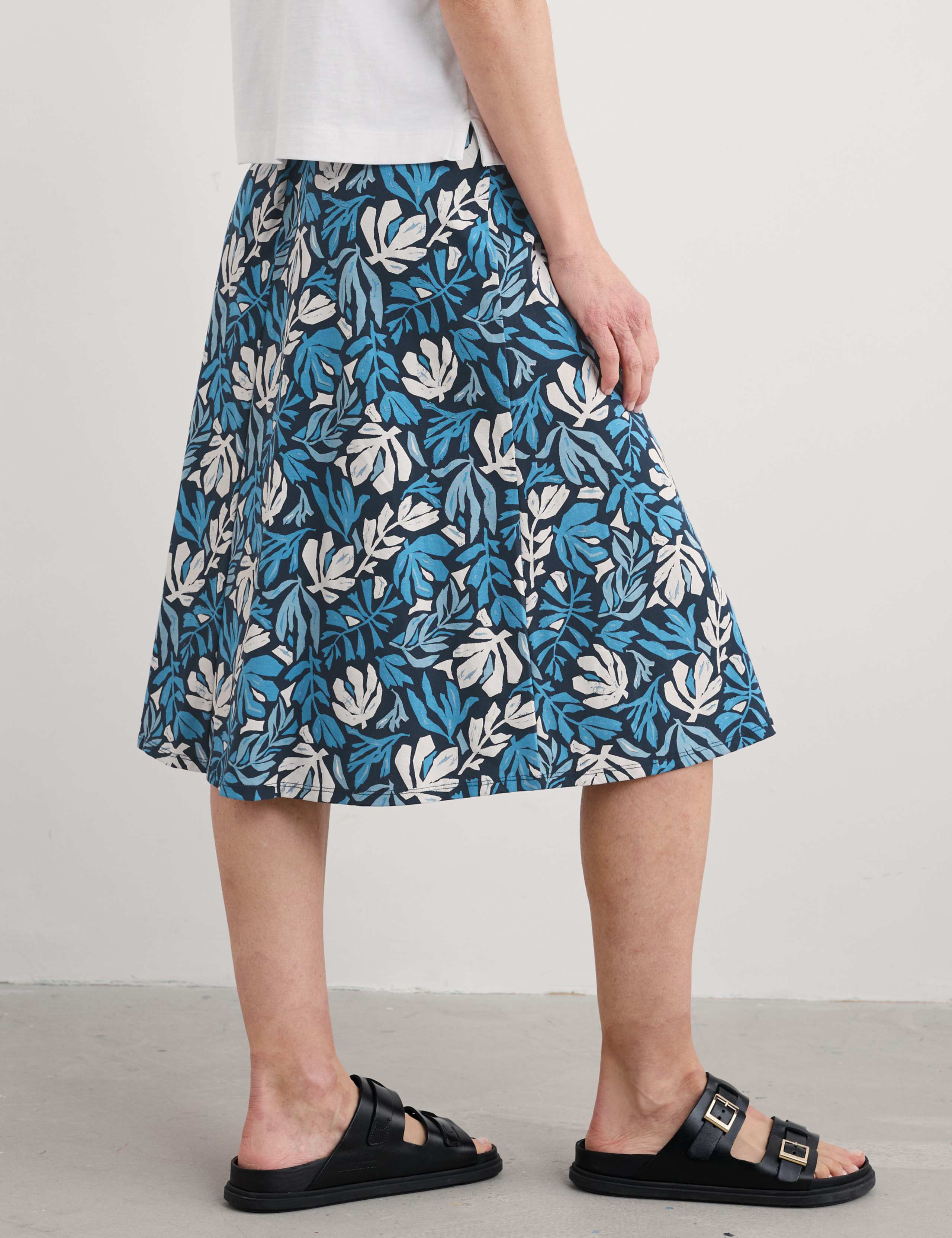 Cotton Rich Floral Midi A-Line Skirt 4 of 4
