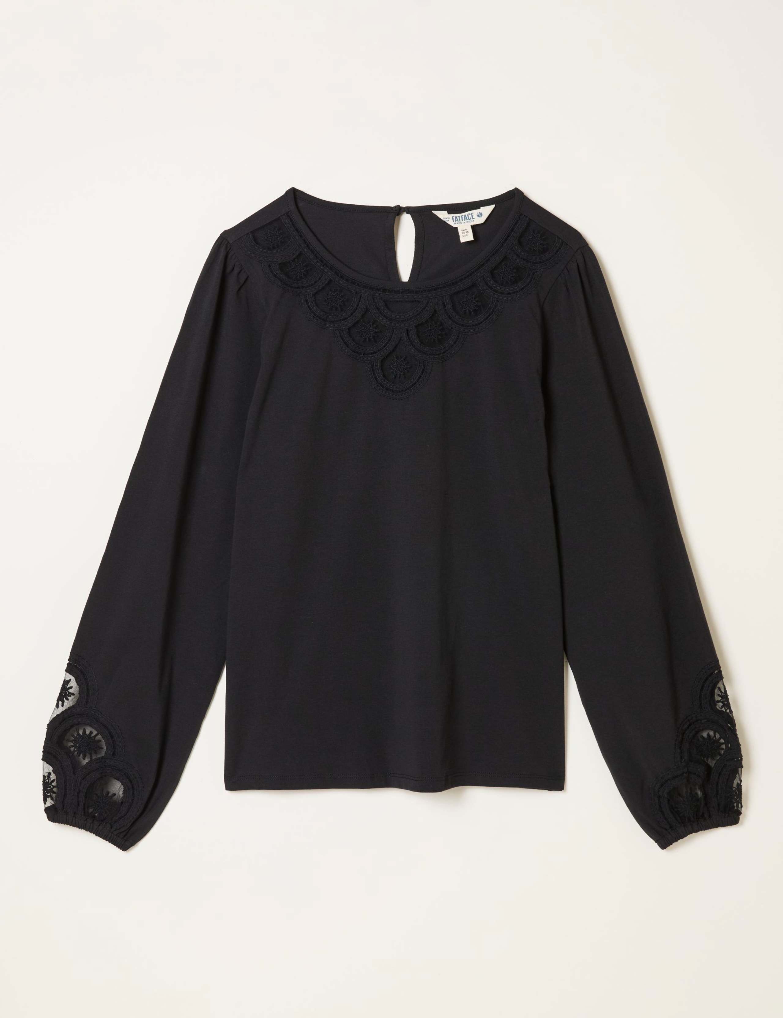 Cotton Rich Embroidered Round Neck Blouse 2 of 6