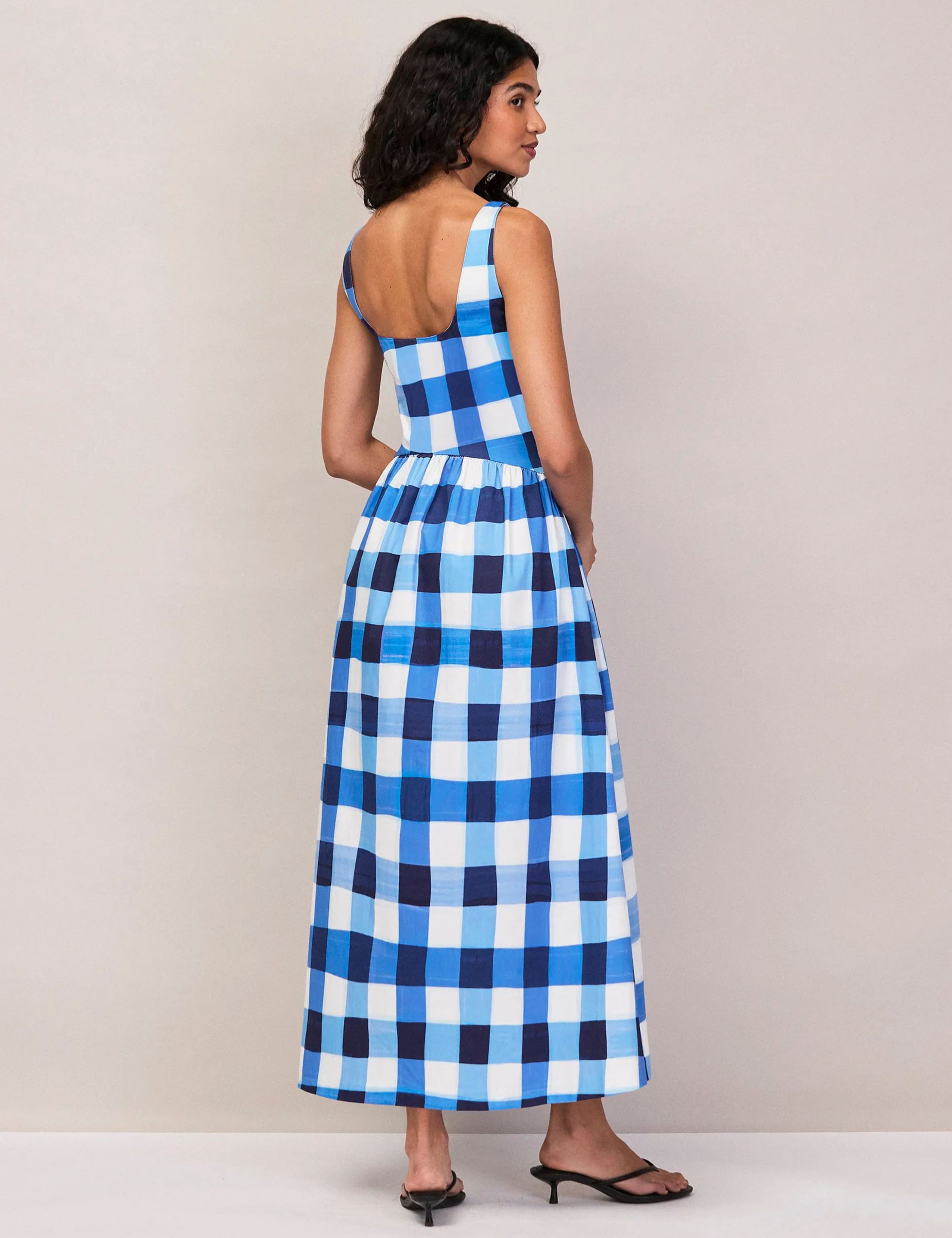 Cotton Rich Checked Midaxi Waisted Dress 7 of 7