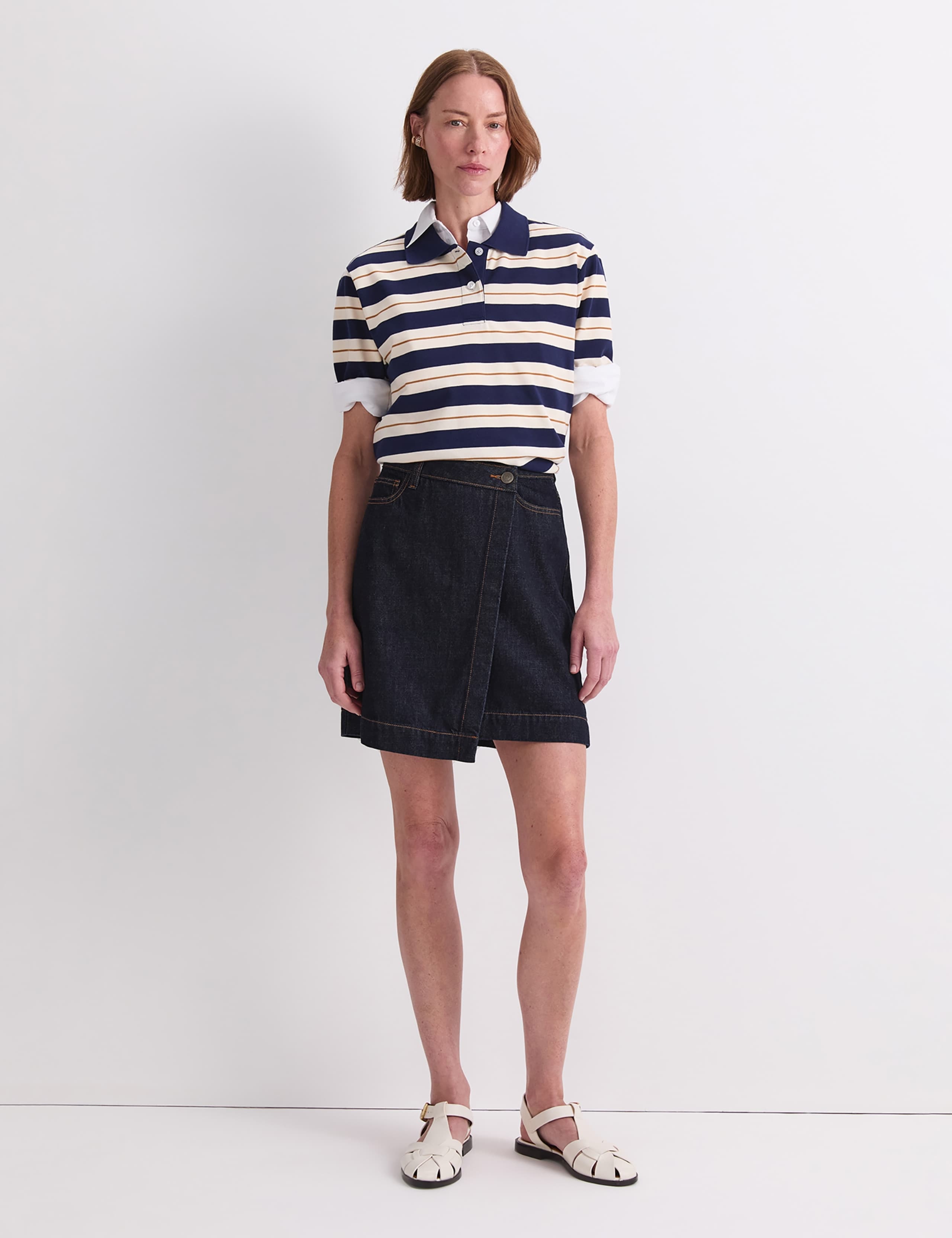 Denim Mini Wrap Skirt 2 of 6