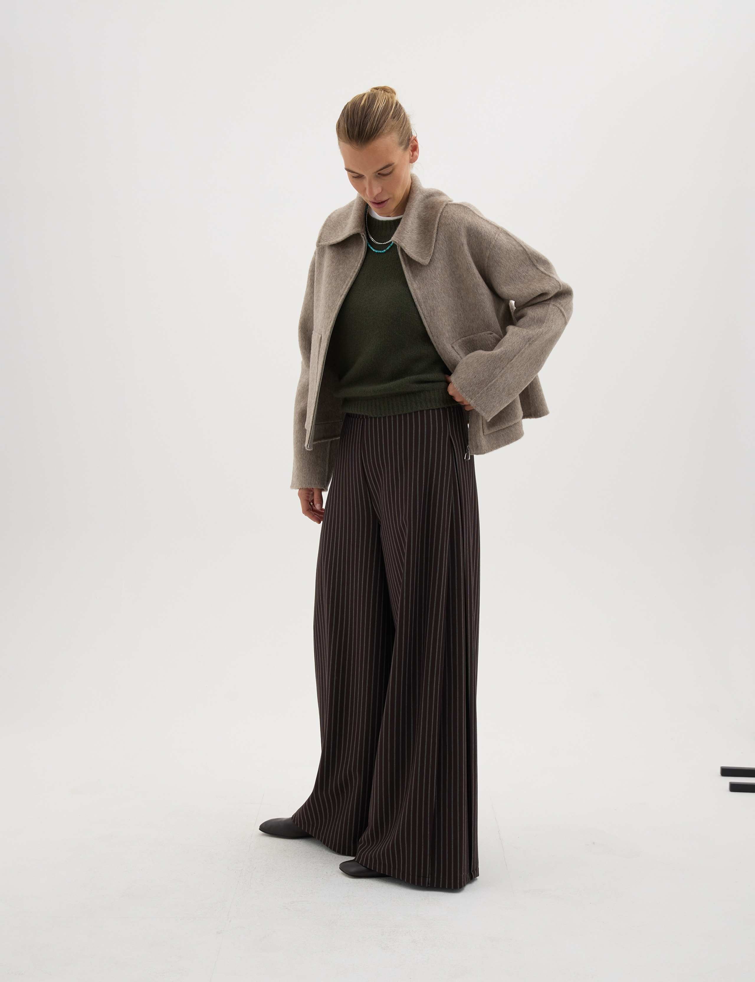 Striped Pleated Wide Leg Trousers 6 of 6