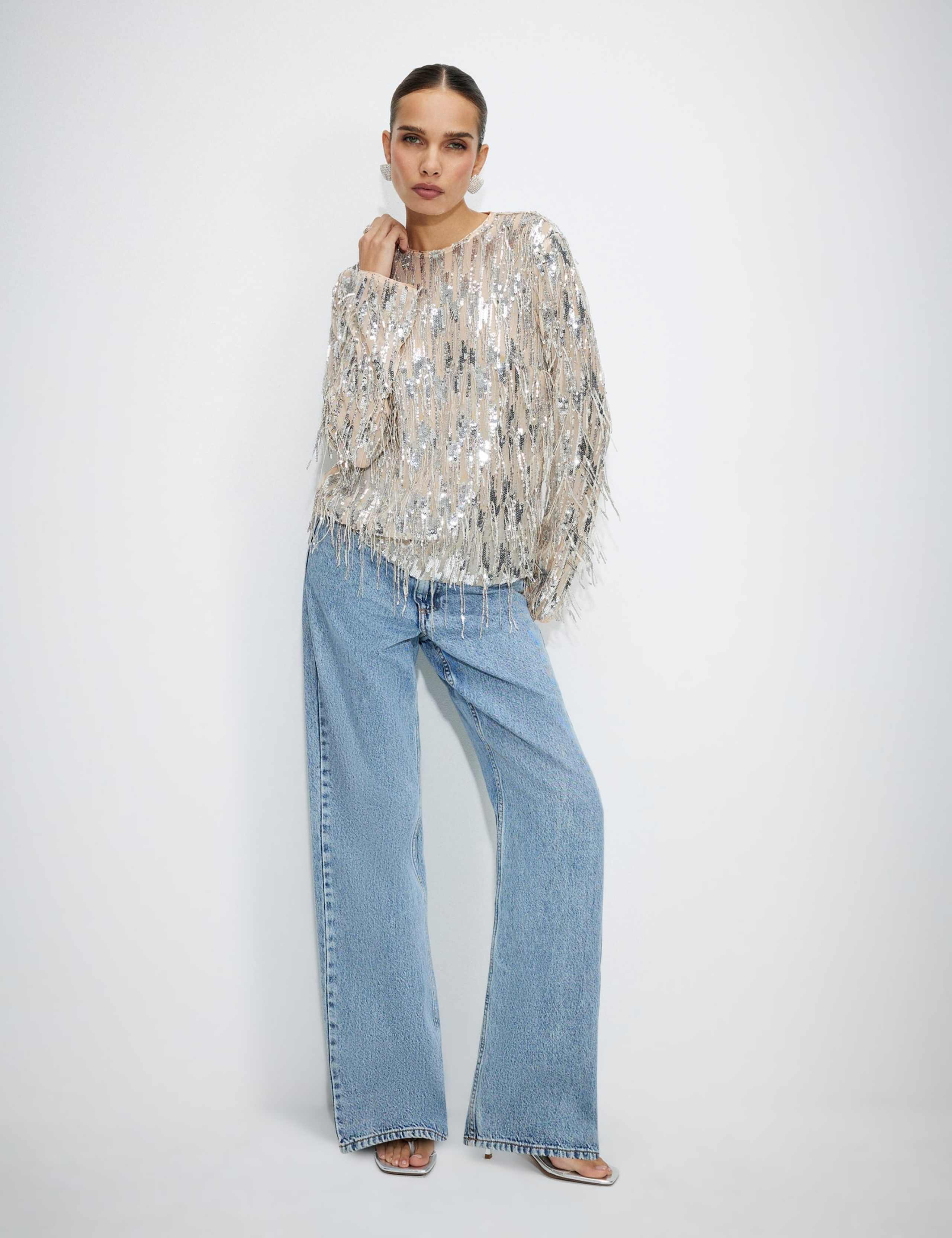 Sequin Funnel Neck Top 3 of 6