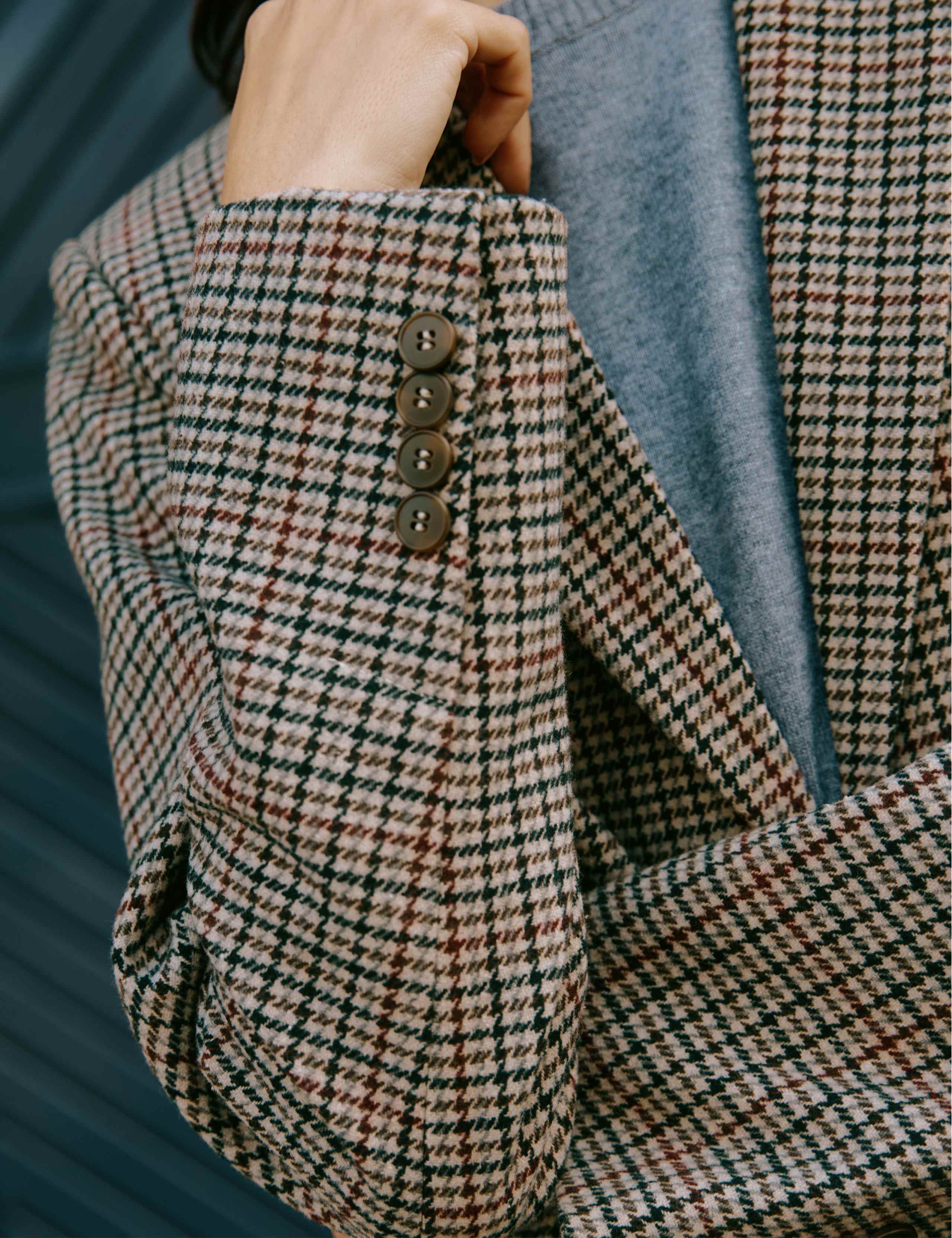 Checked Single Breasted Blazer with Wool 5 of 5