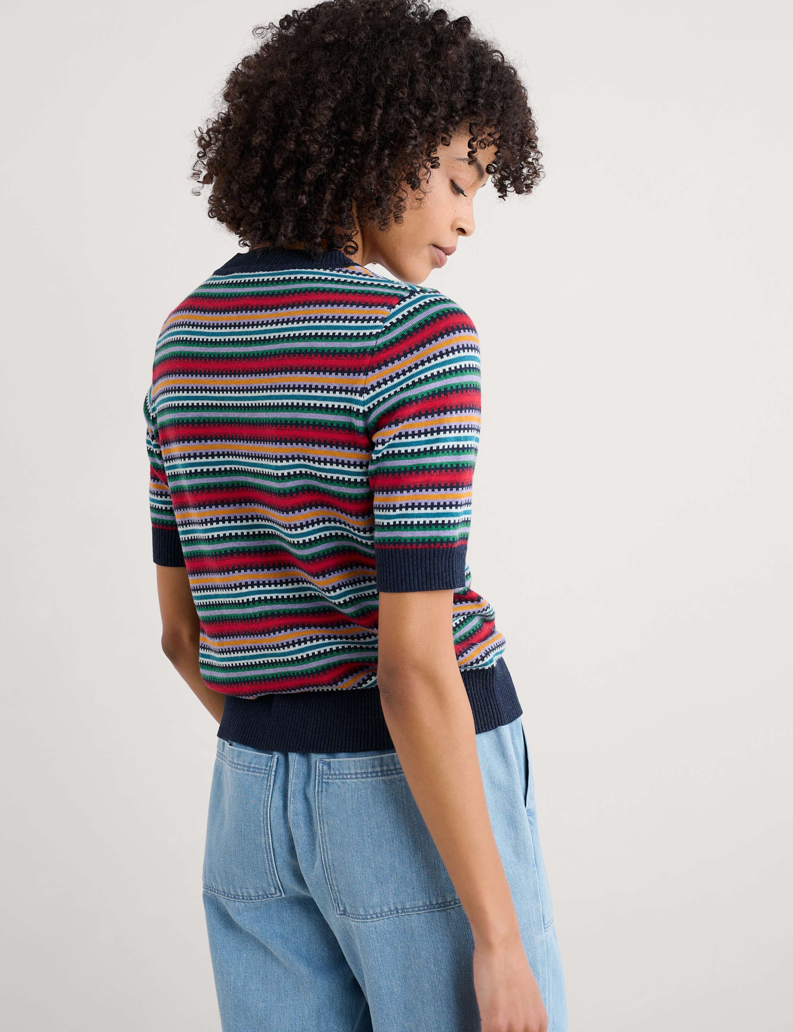 Pure Cotton Striped Crew Neck Knitted Top 4 of 4