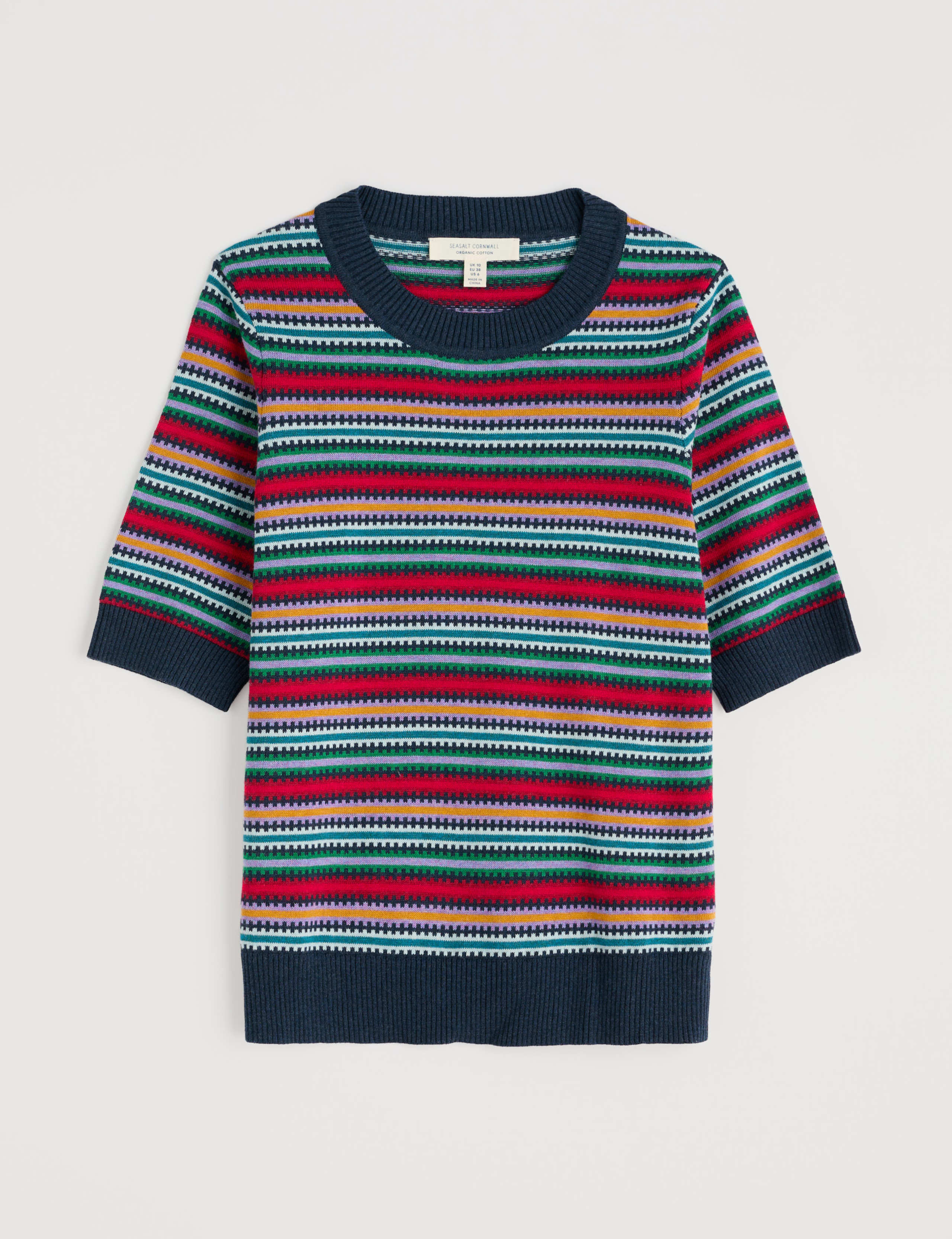 Pure Cotton Striped Crew Neck Knitted Top 2 of 4