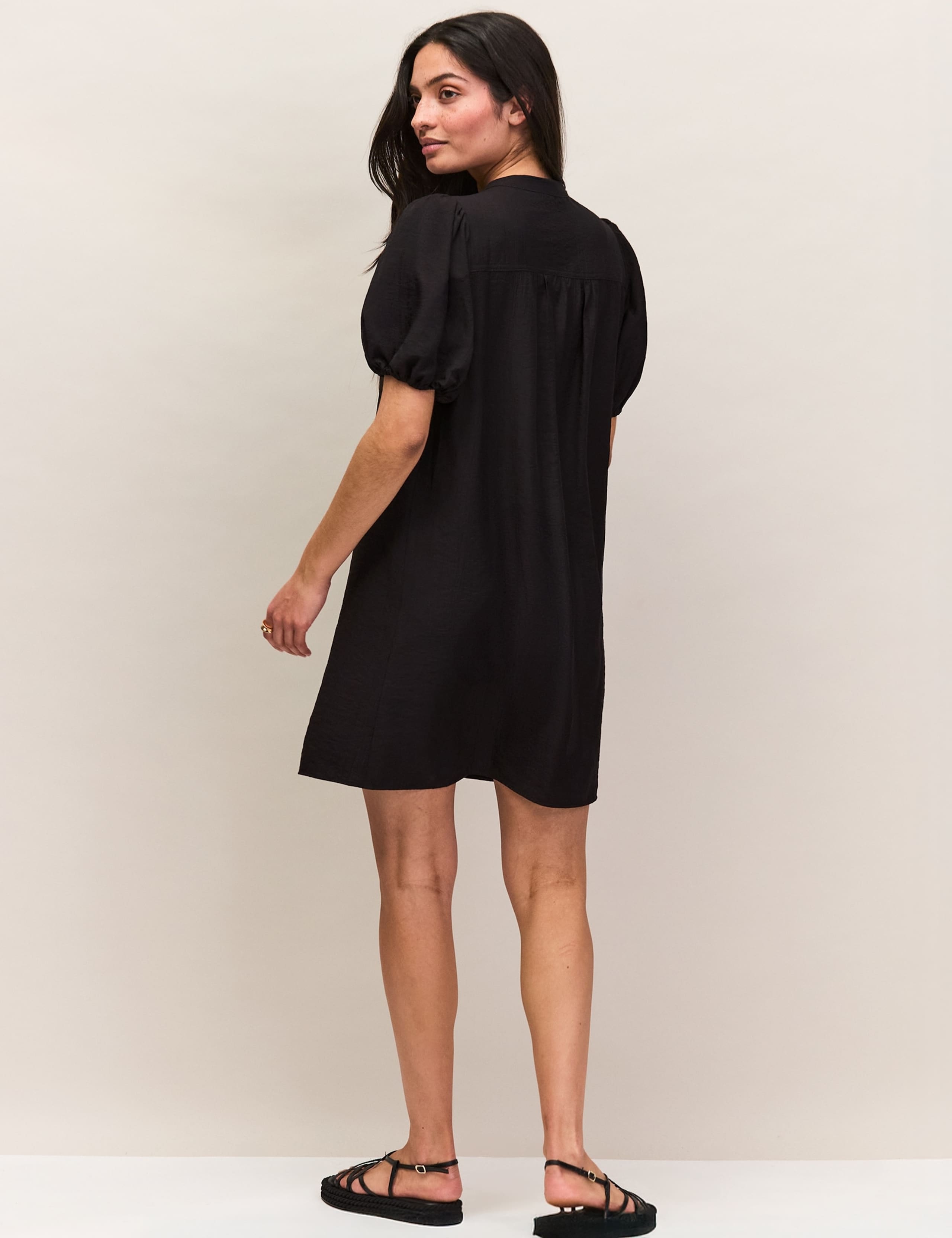 V-Neck Puff Sleeve Mini Relaxed Shift Dress 4 of 9