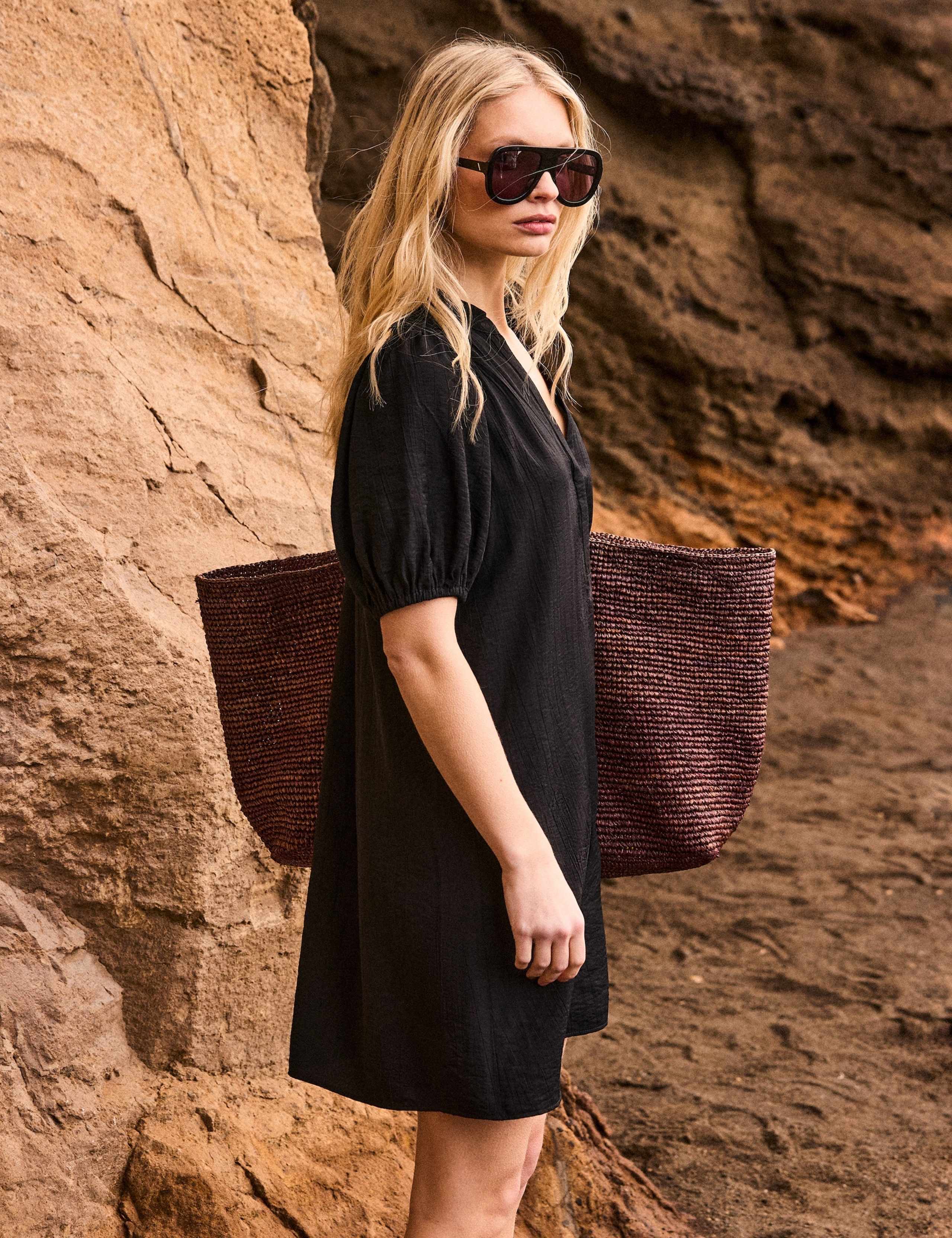 V-Neck Puff Sleeve Mini Relaxed Shift Dress 5 of 9