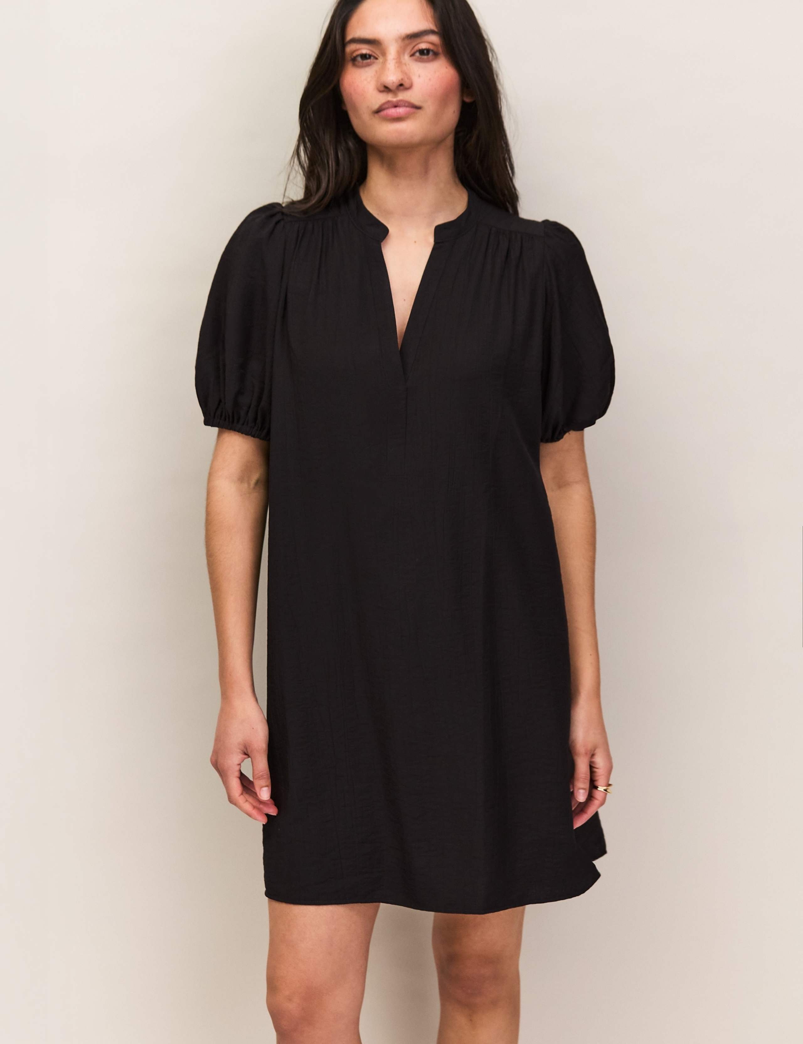 V-Neck Puff Sleeve Mini Relaxed Shift Dress 6 of 9