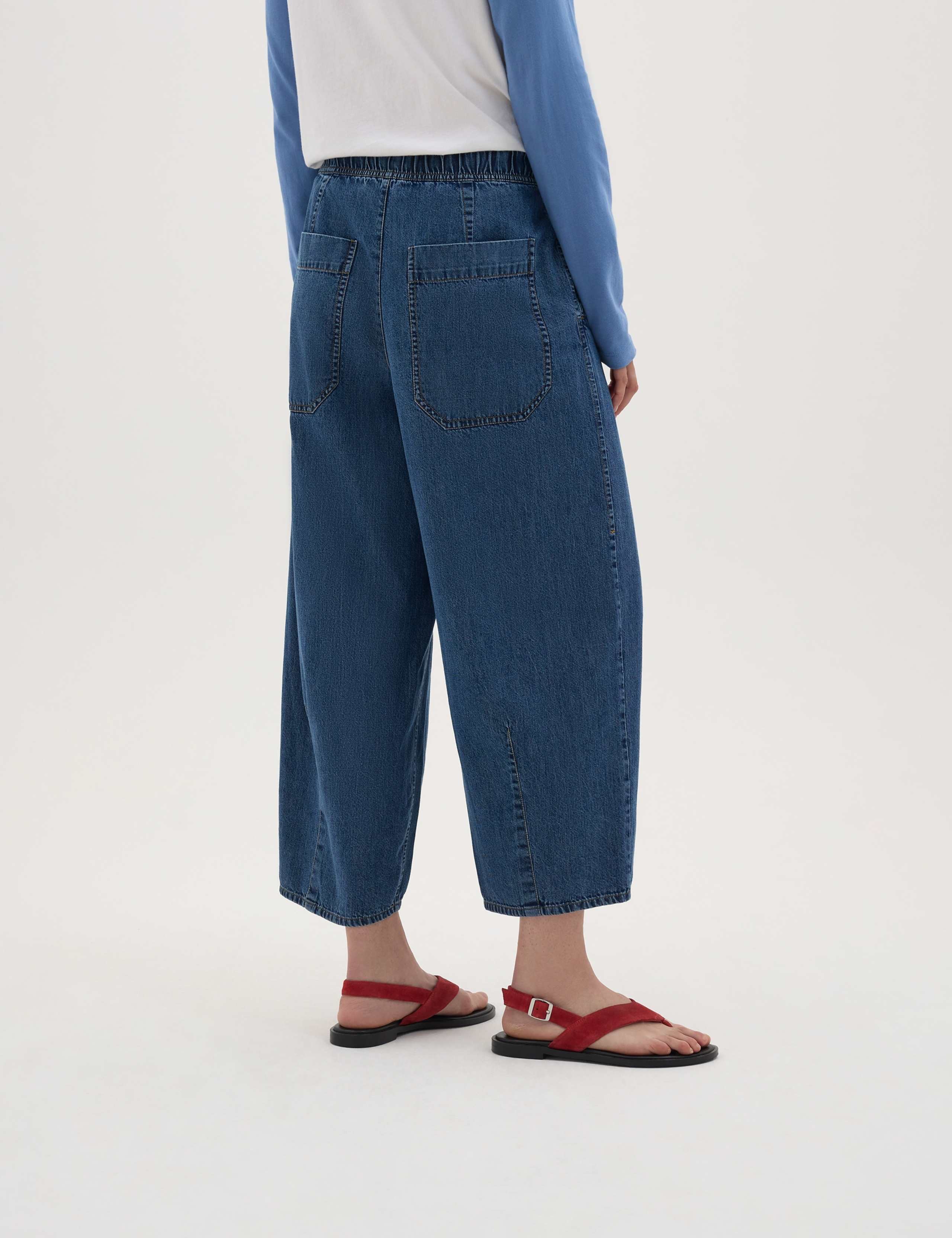 Pure Cotton Barrel Leg Cropped Trousers 3 of 6