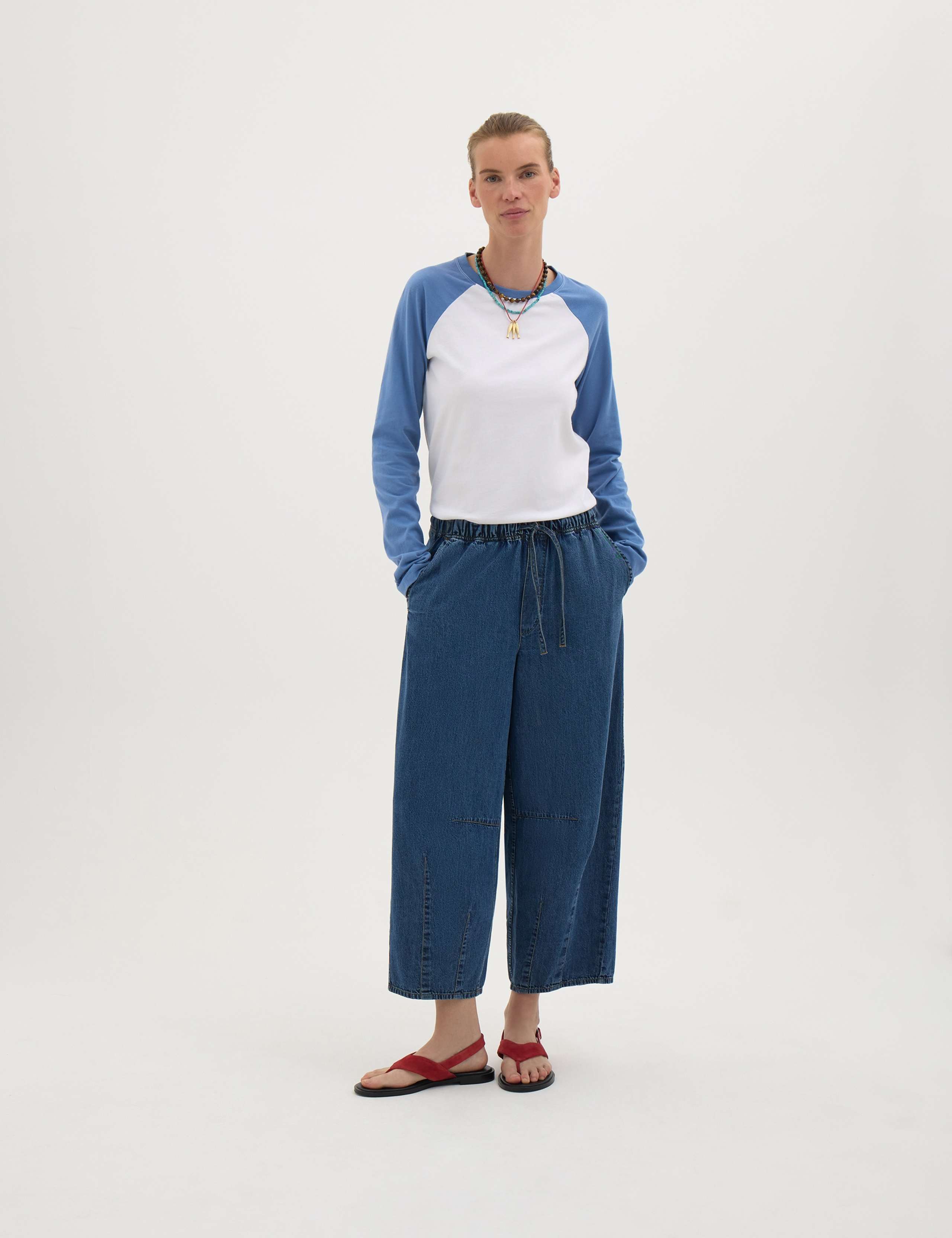 Pure Cotton Barrel Leg Cropped Trousers 4 of 6