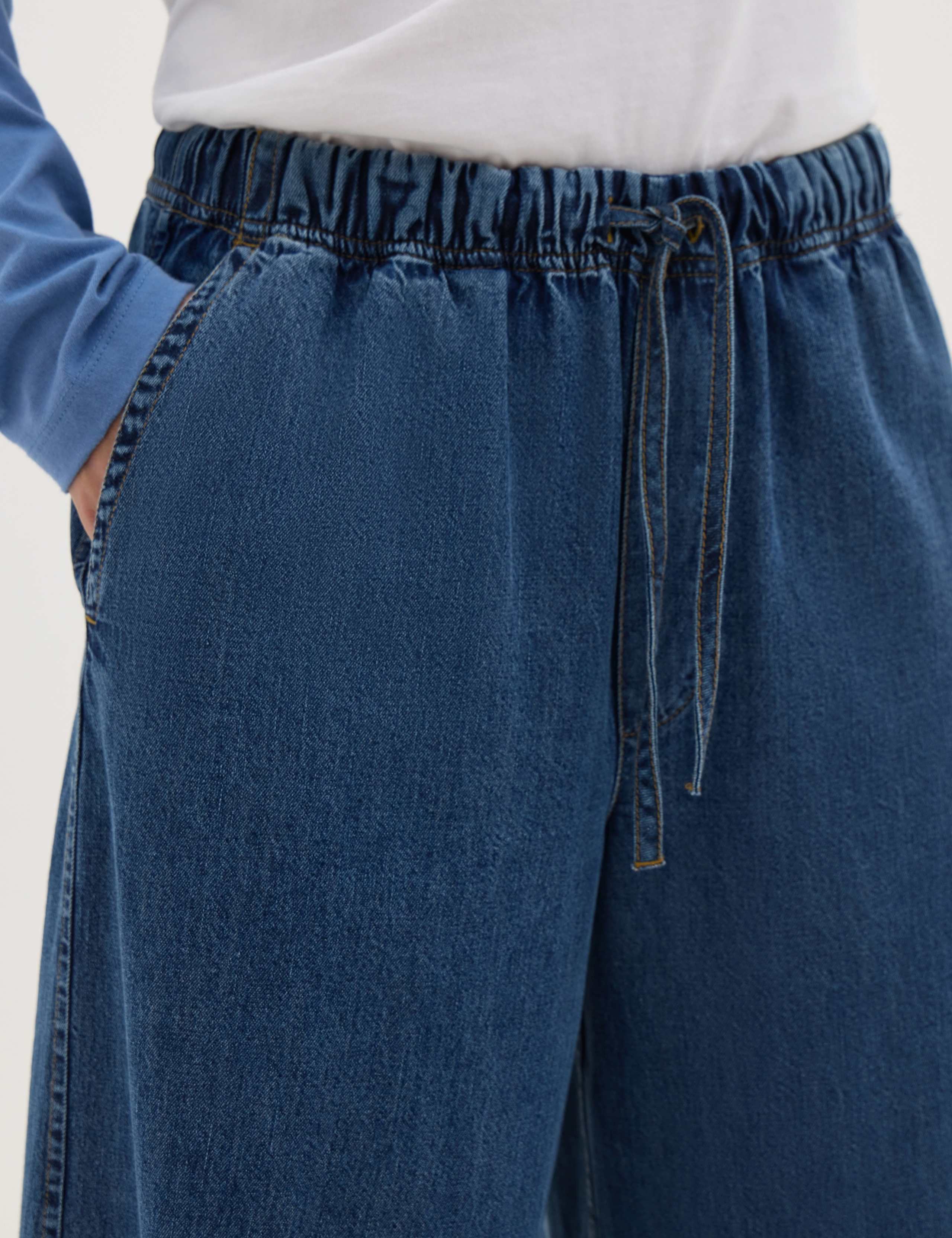 Pure Cotton Barrel Leg Cropped Trousers 5 of 6