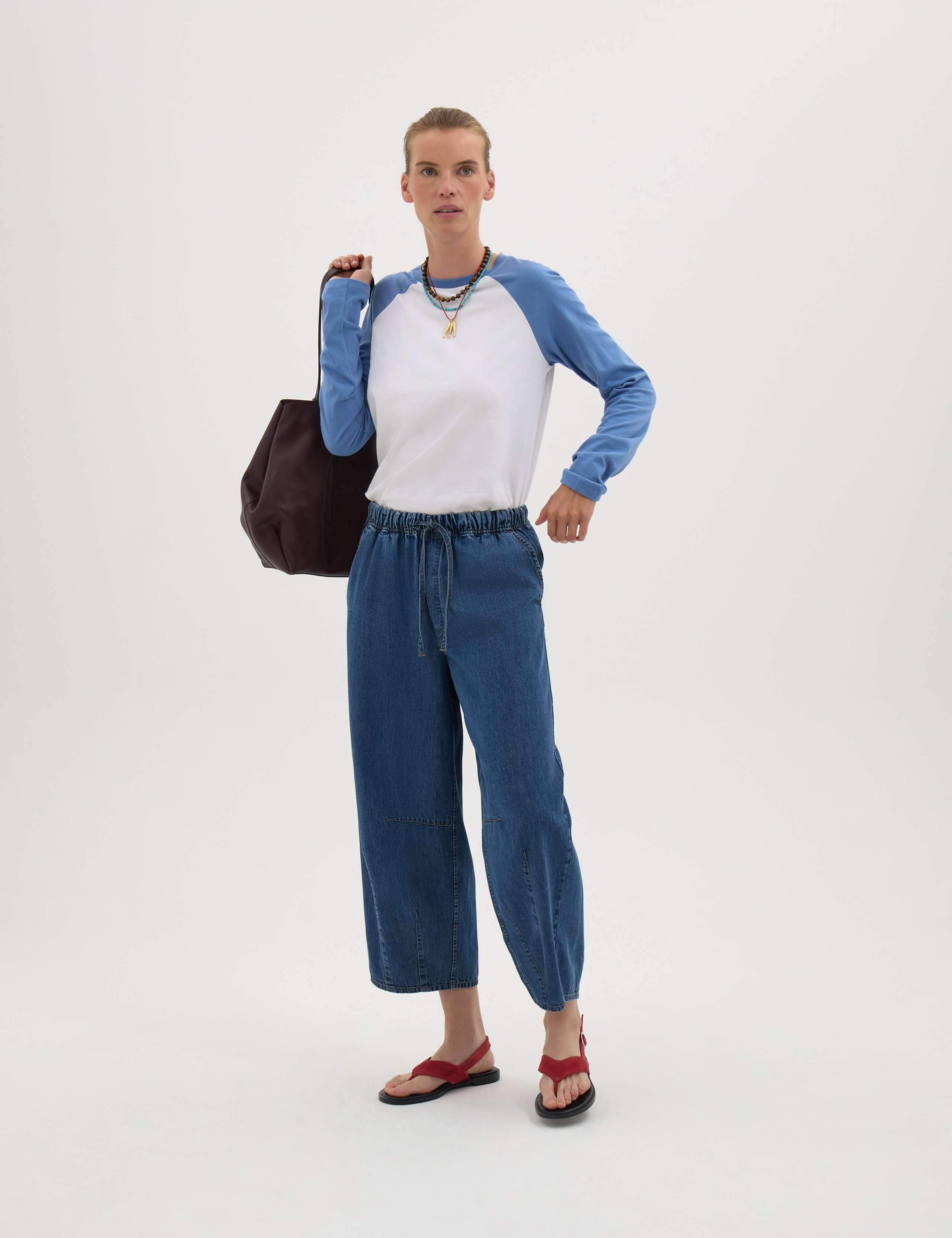 Pure Cotton Barrel Leg Cropped Trousers 6 of 6