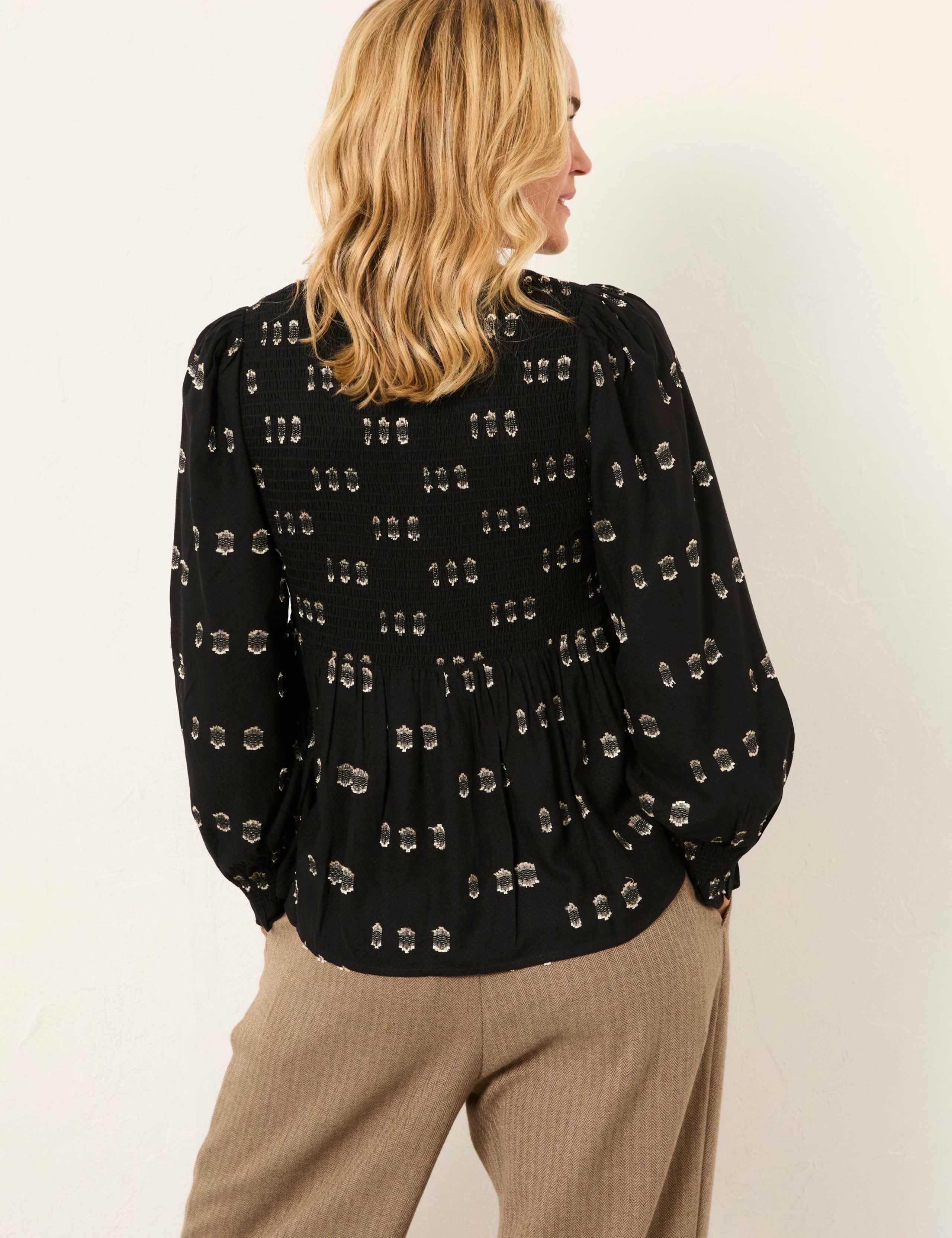 Metallic Print Tie Front Blouse 3 of 5