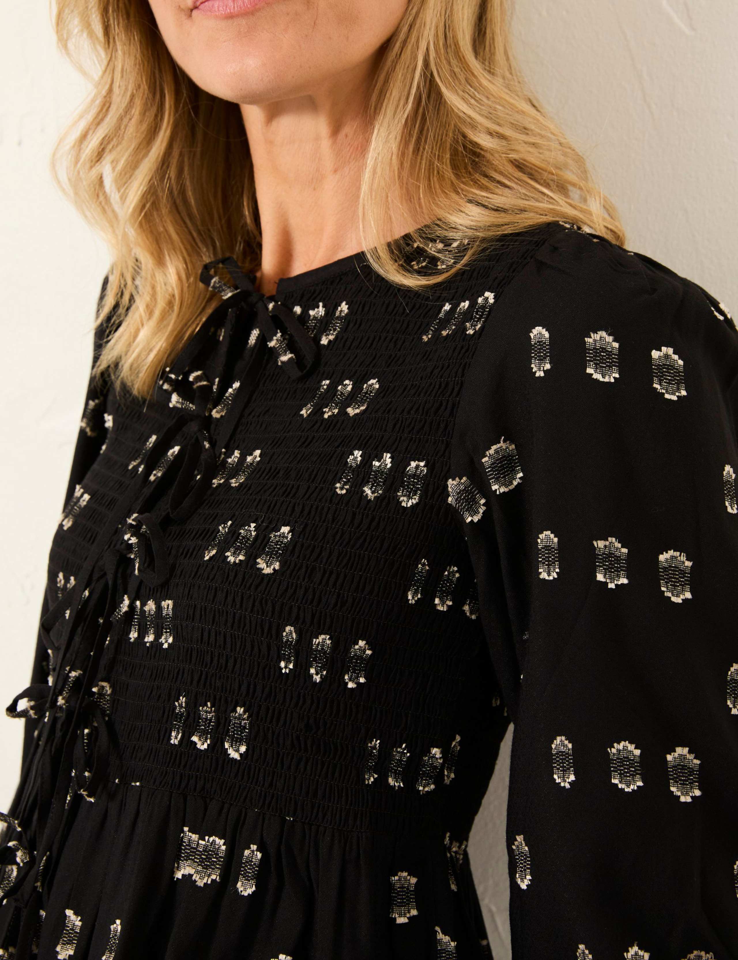 Metallic Print Tie Front Blouse 4 of 5