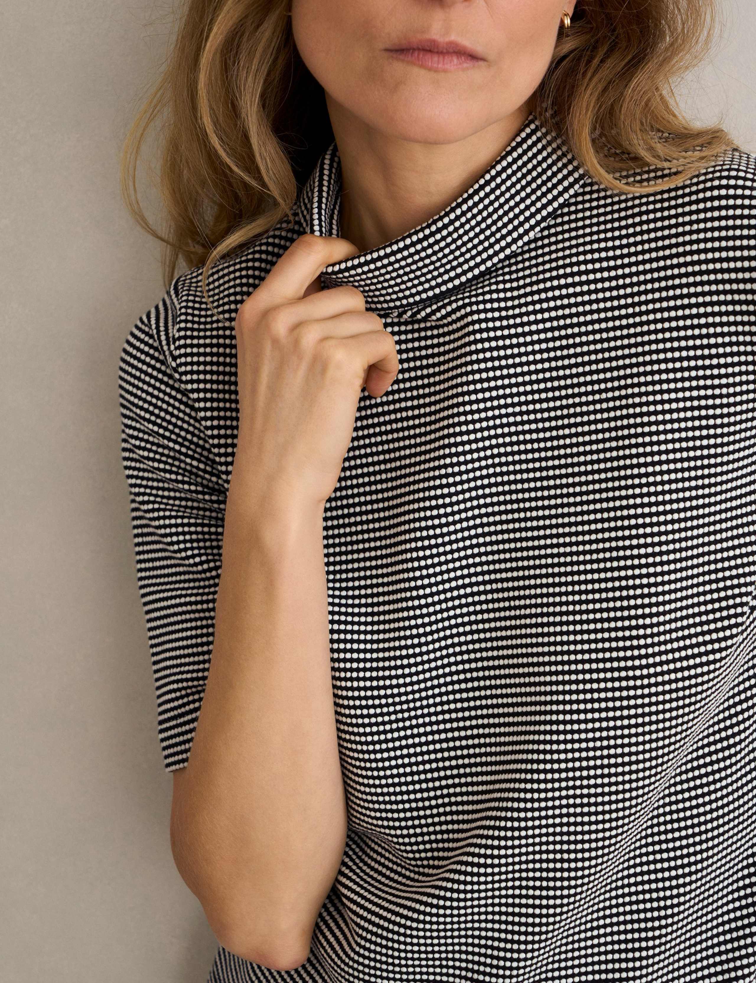 Cotton Blend Polka Dot High Neck Top 5 of 6