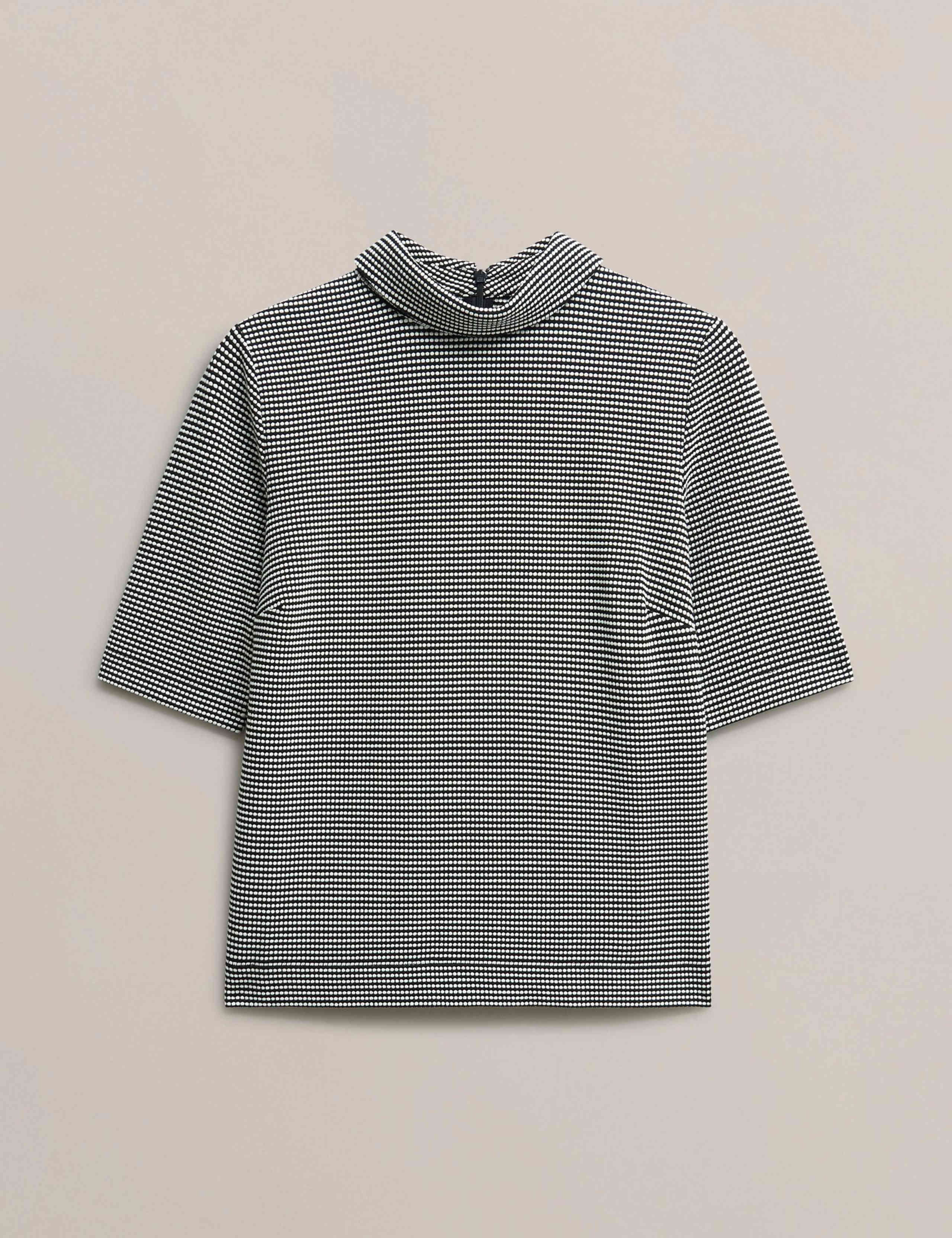 Cotton Blend Polka Dot High Neck Top 2 of 6