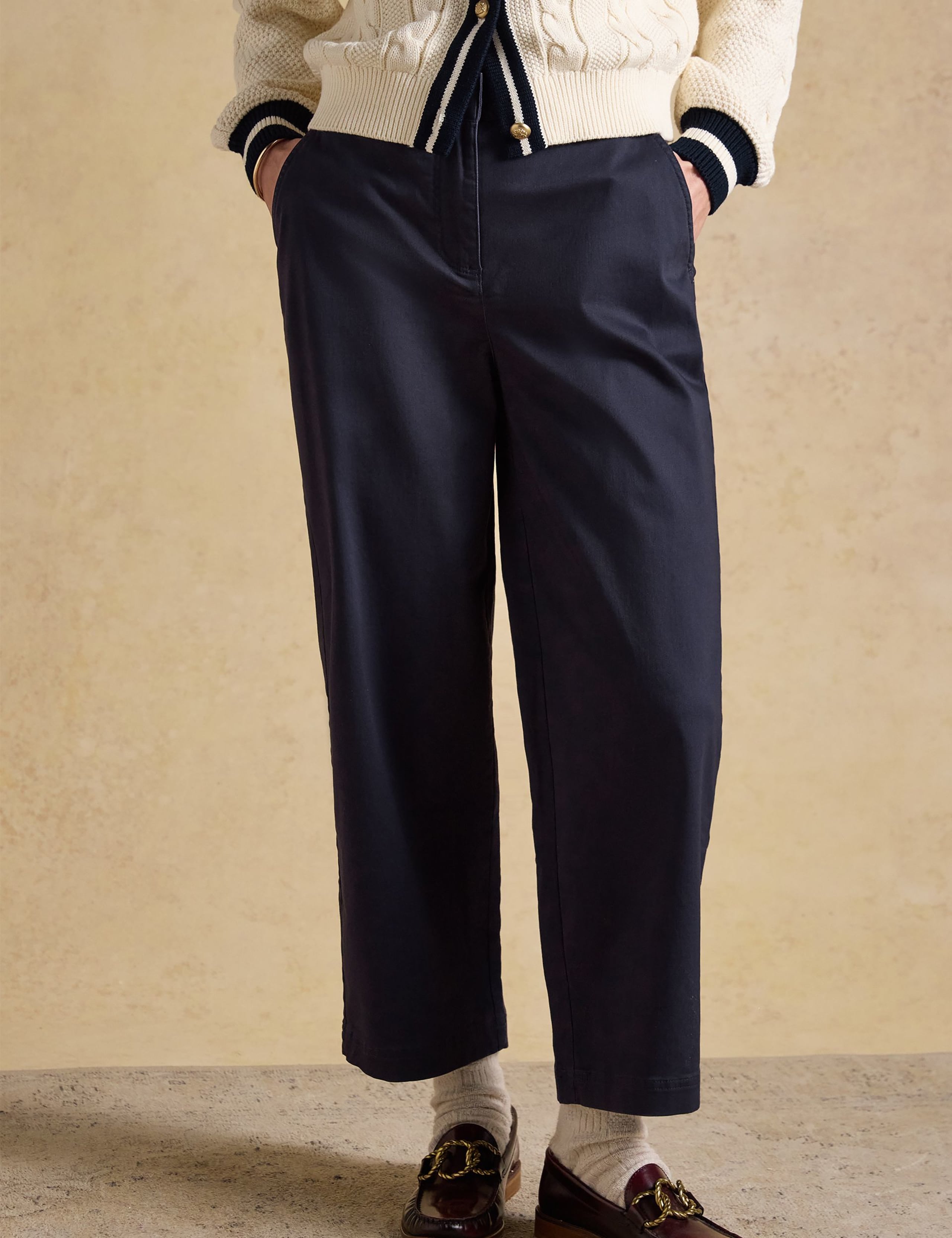 Cotton Rich Wide Leg Cropped Chinos 3 of 6