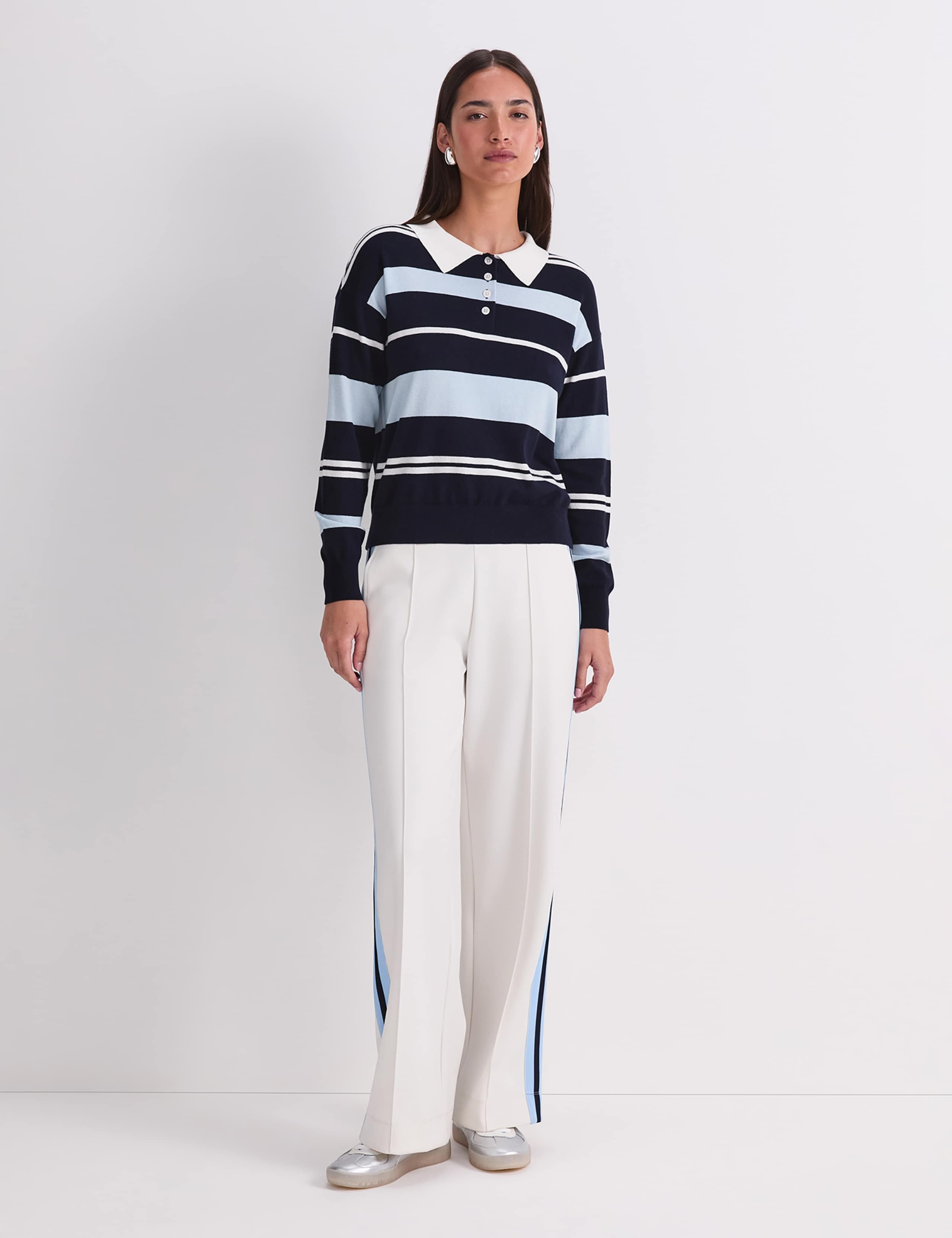 Silk Rich Striped Polo Neck Shirt 2 of 7