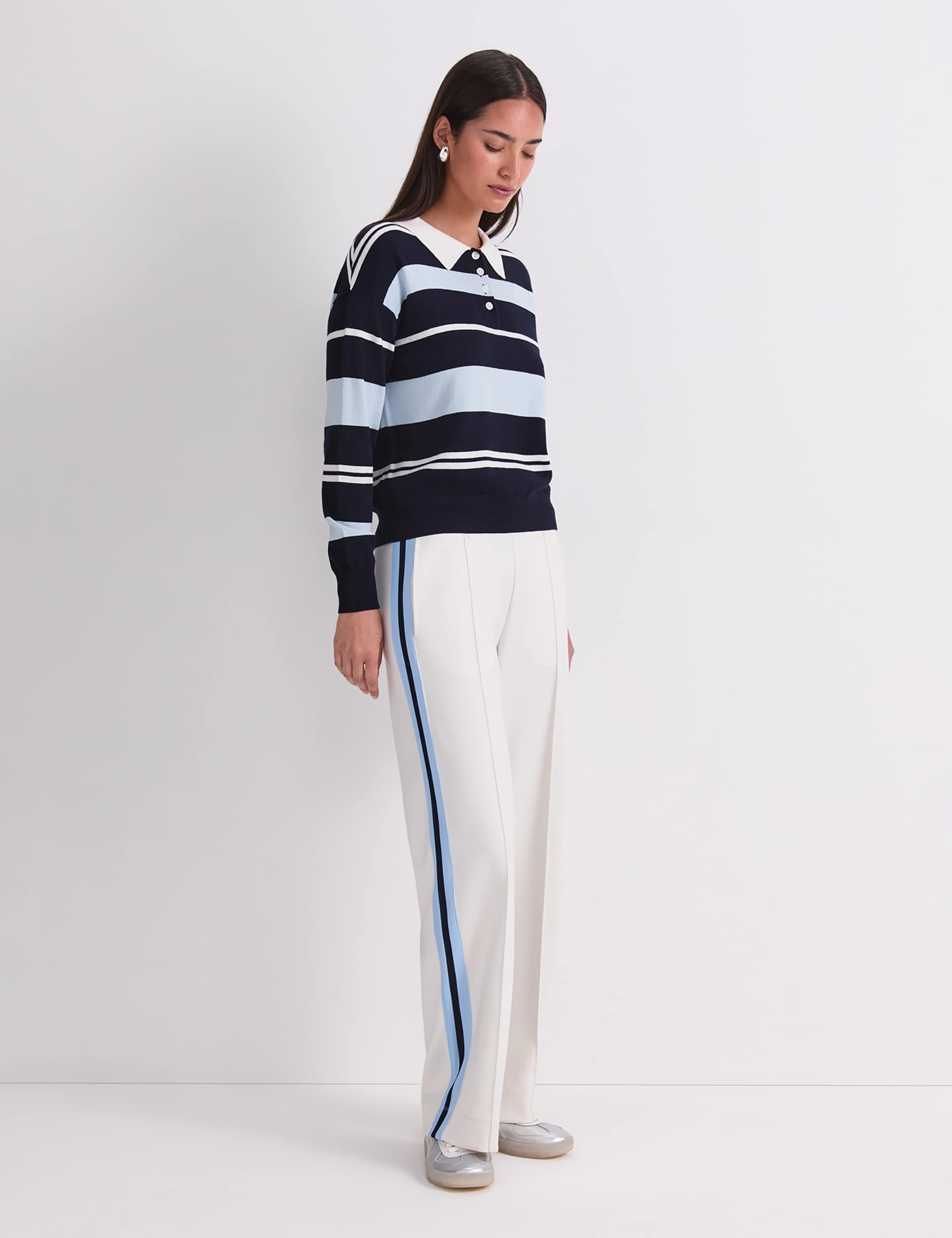 Silk Rich Striped Polo Neck Shirt 4 of 7