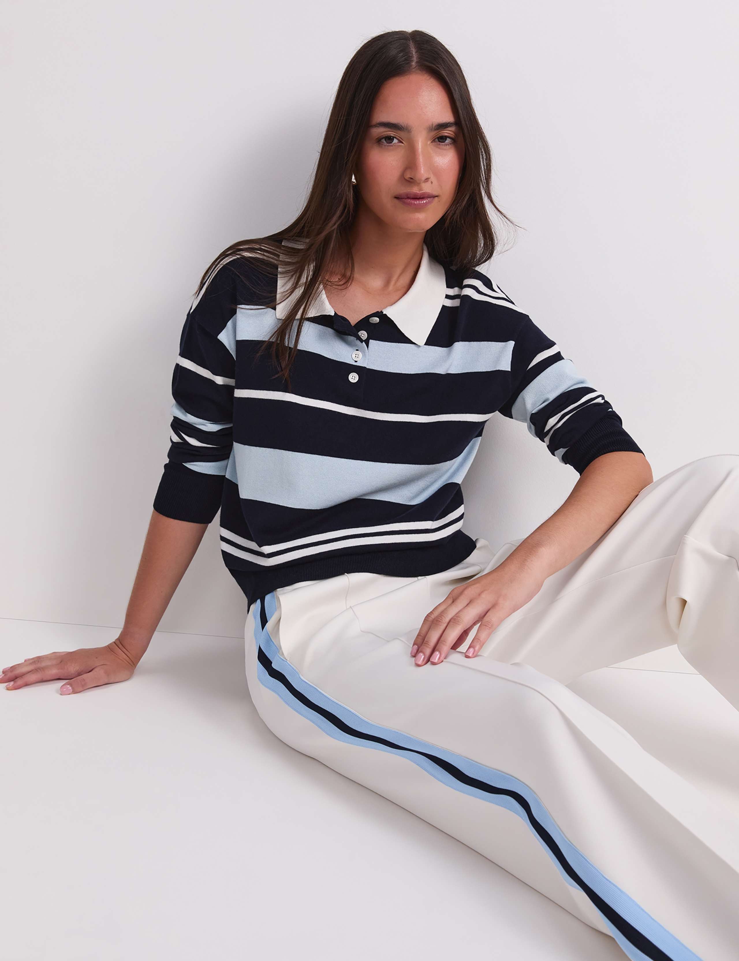 Silk Rich Striped Polo Neck Shirt 5 of 7