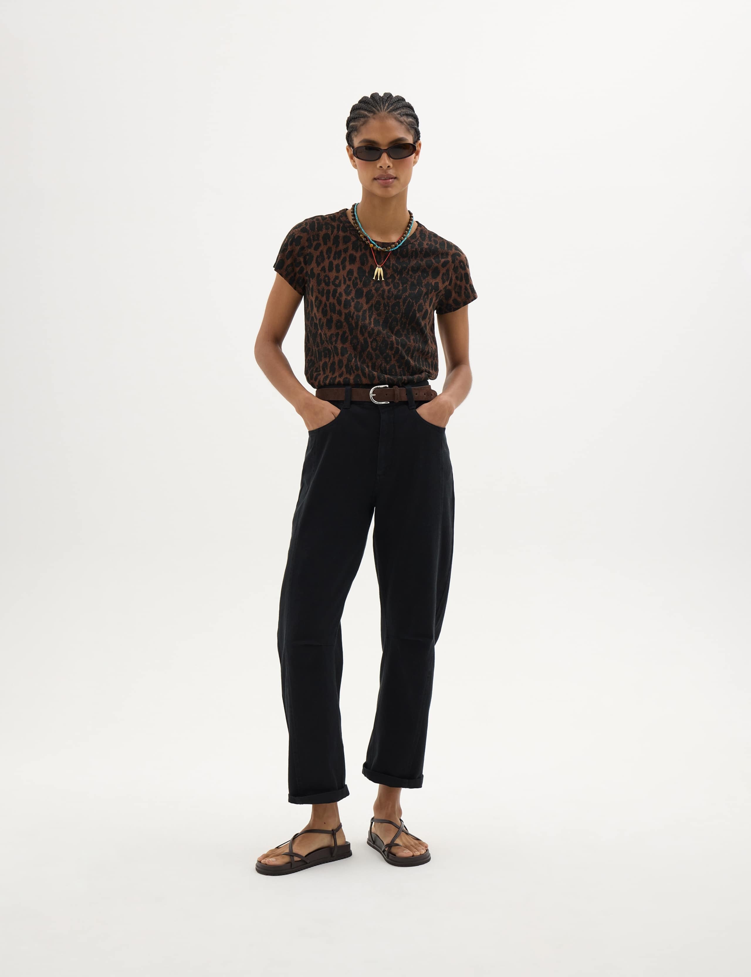 Cotton Rich Barrel Leg Cropped Trousers 4 of 5