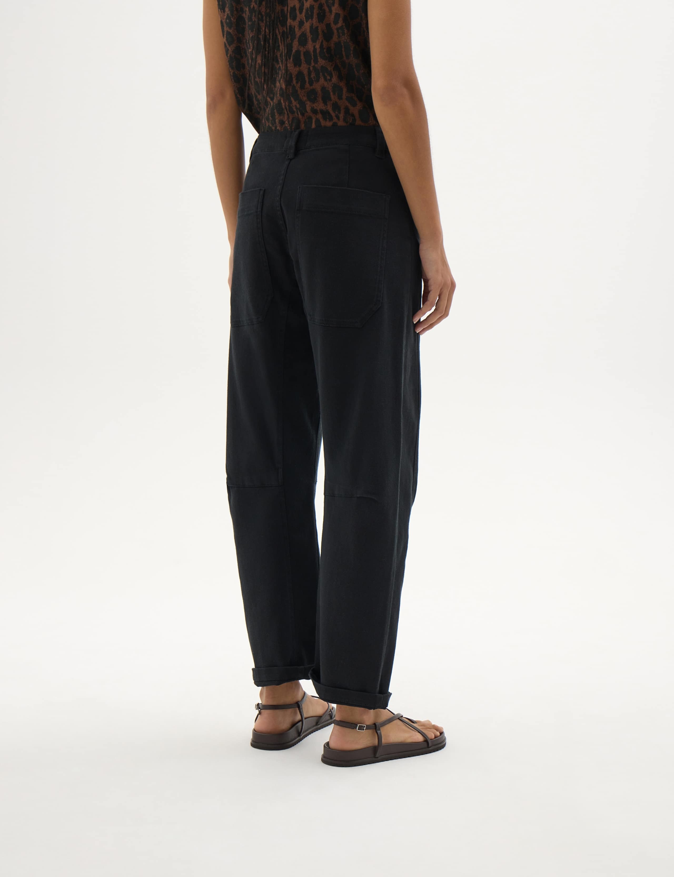 Cotton Rich Barrel Leg Cropped Trousers 5 of 5