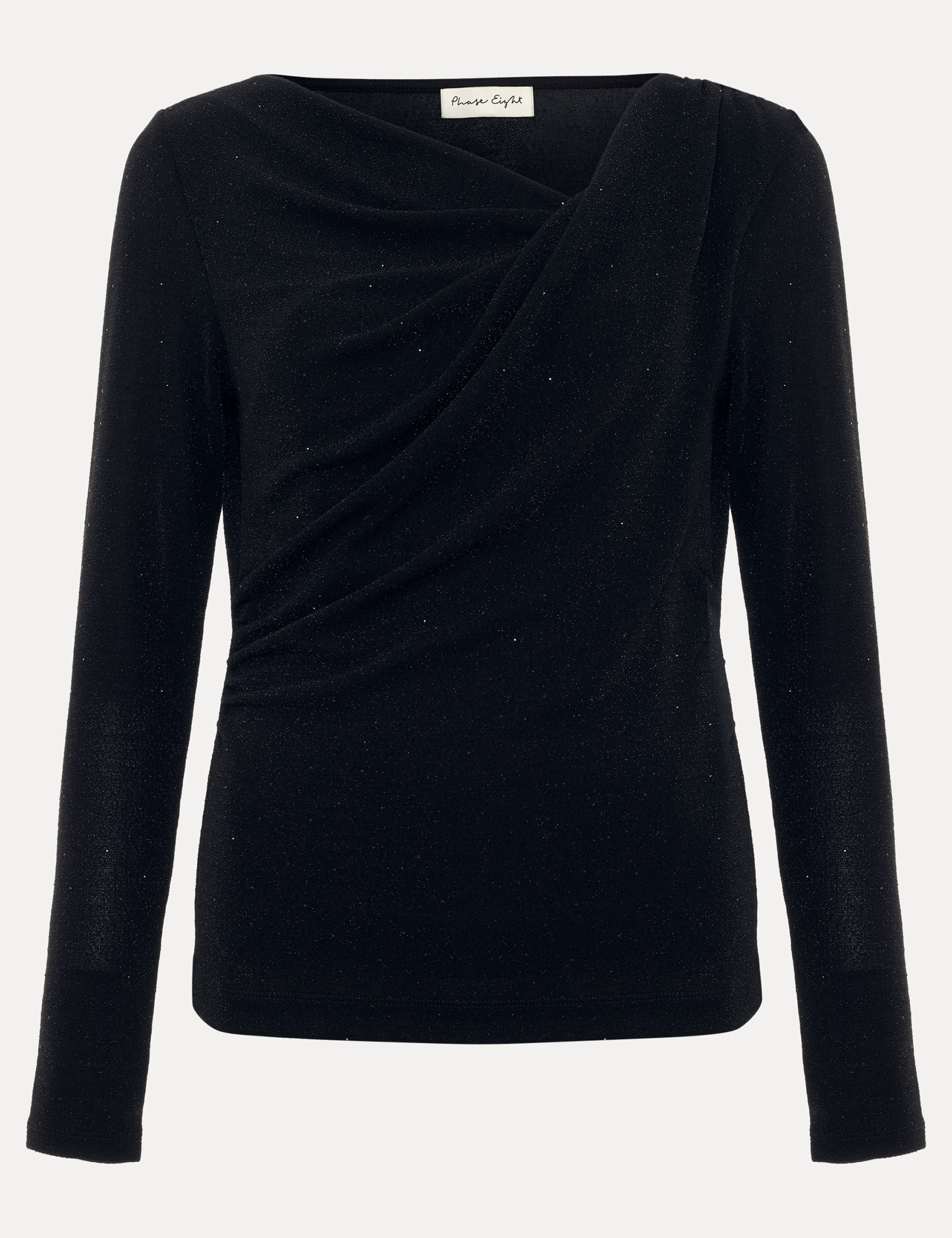 Sparkly Ruched Asymmetric Slash Neck Top 2 of 8