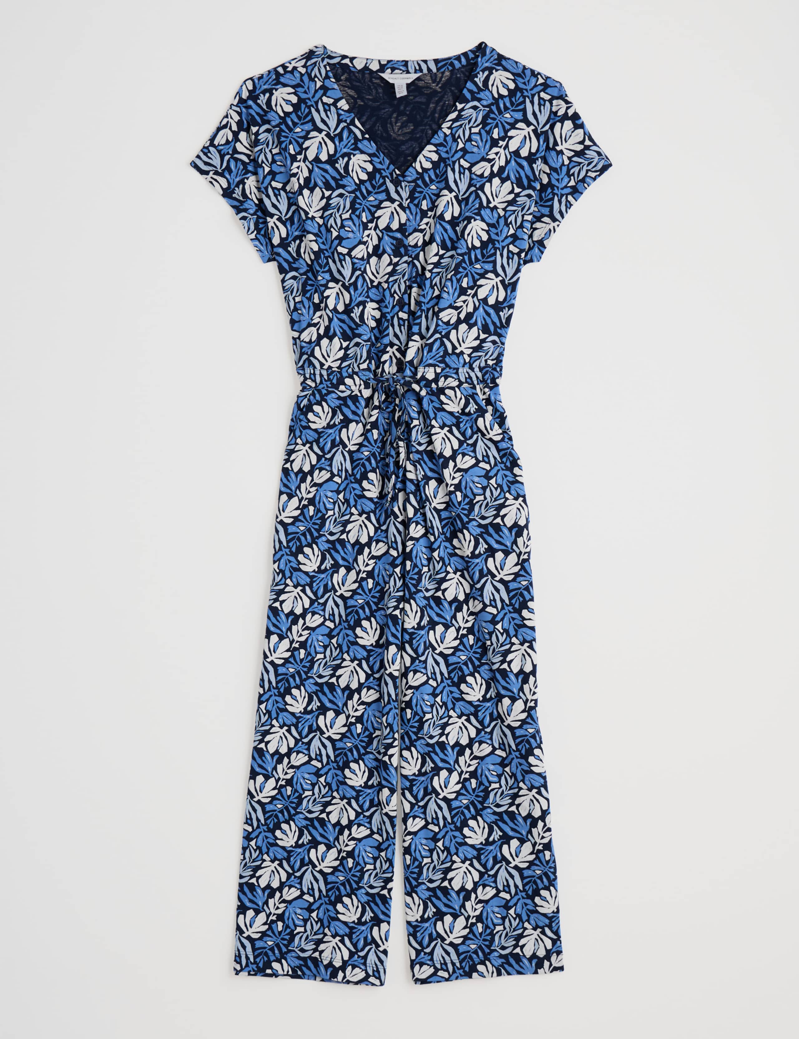 Cotton Rich Floral Short Sleeve Cropped Jumpsuit 2 of 4