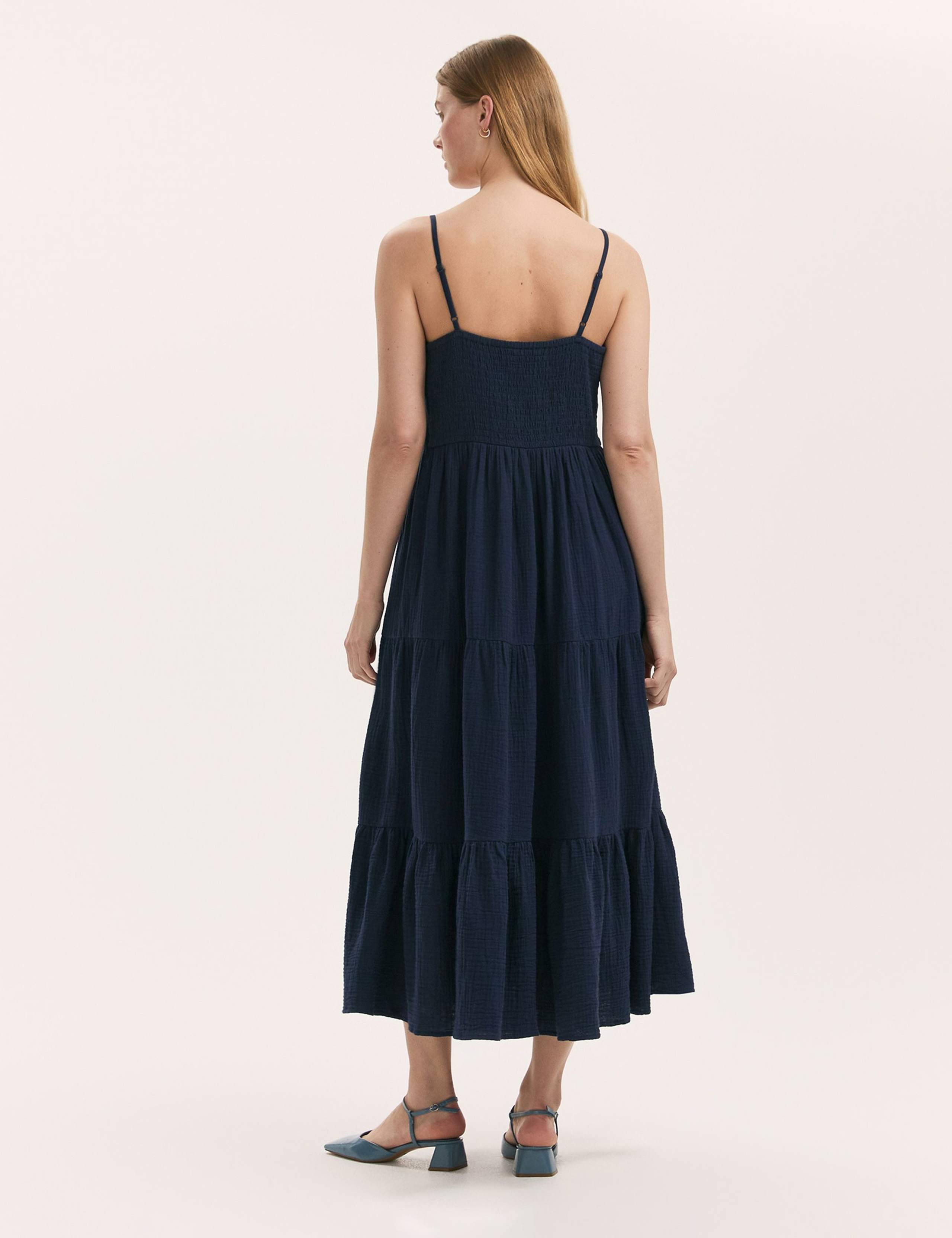 Pure Cotton Textured Midi Tiered Dress 2 of 4