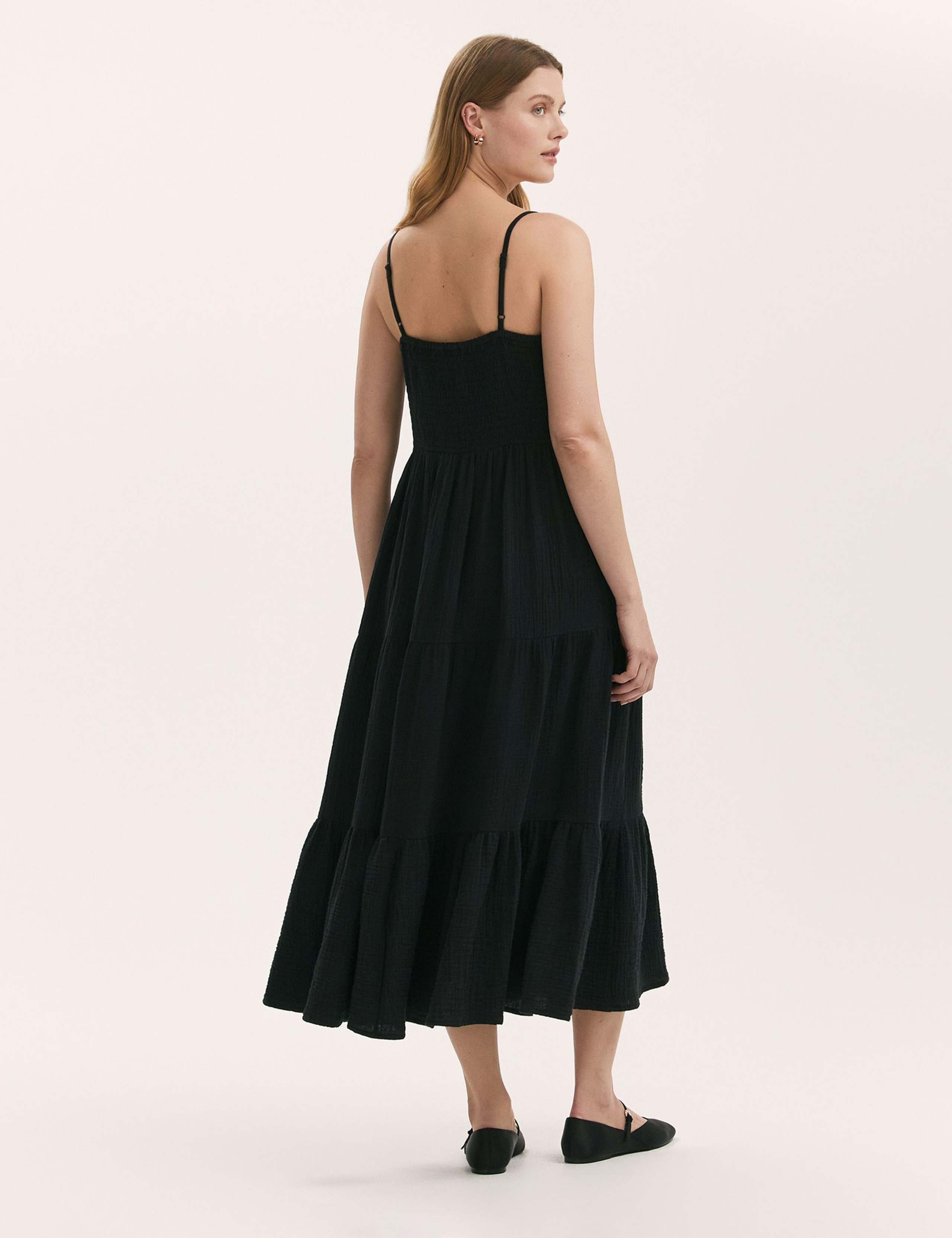 Pure Cotton Textured Midi Tiered Dress 2 of 4