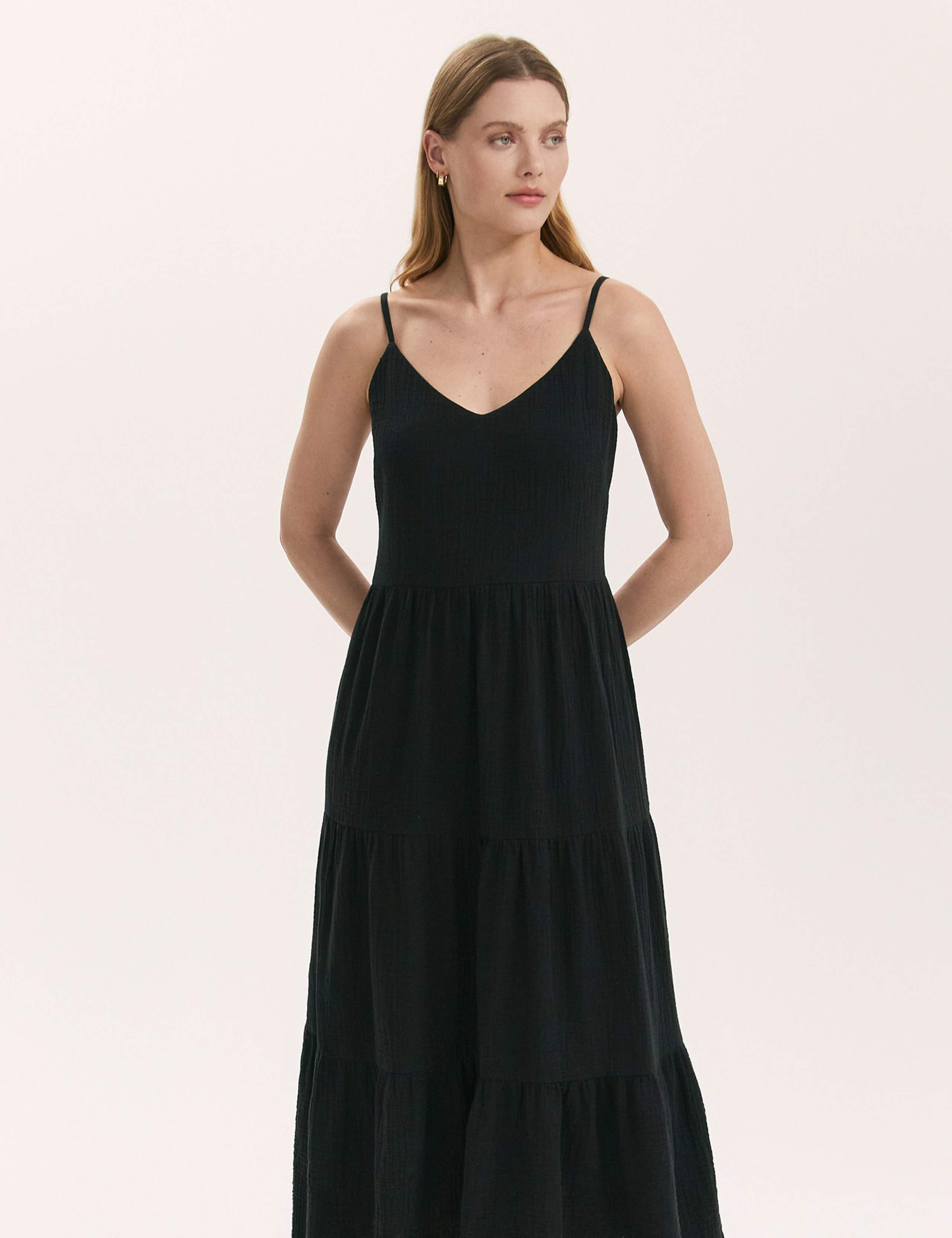 Pure Cotton Textured Midi Tiered Dress 4 of 4