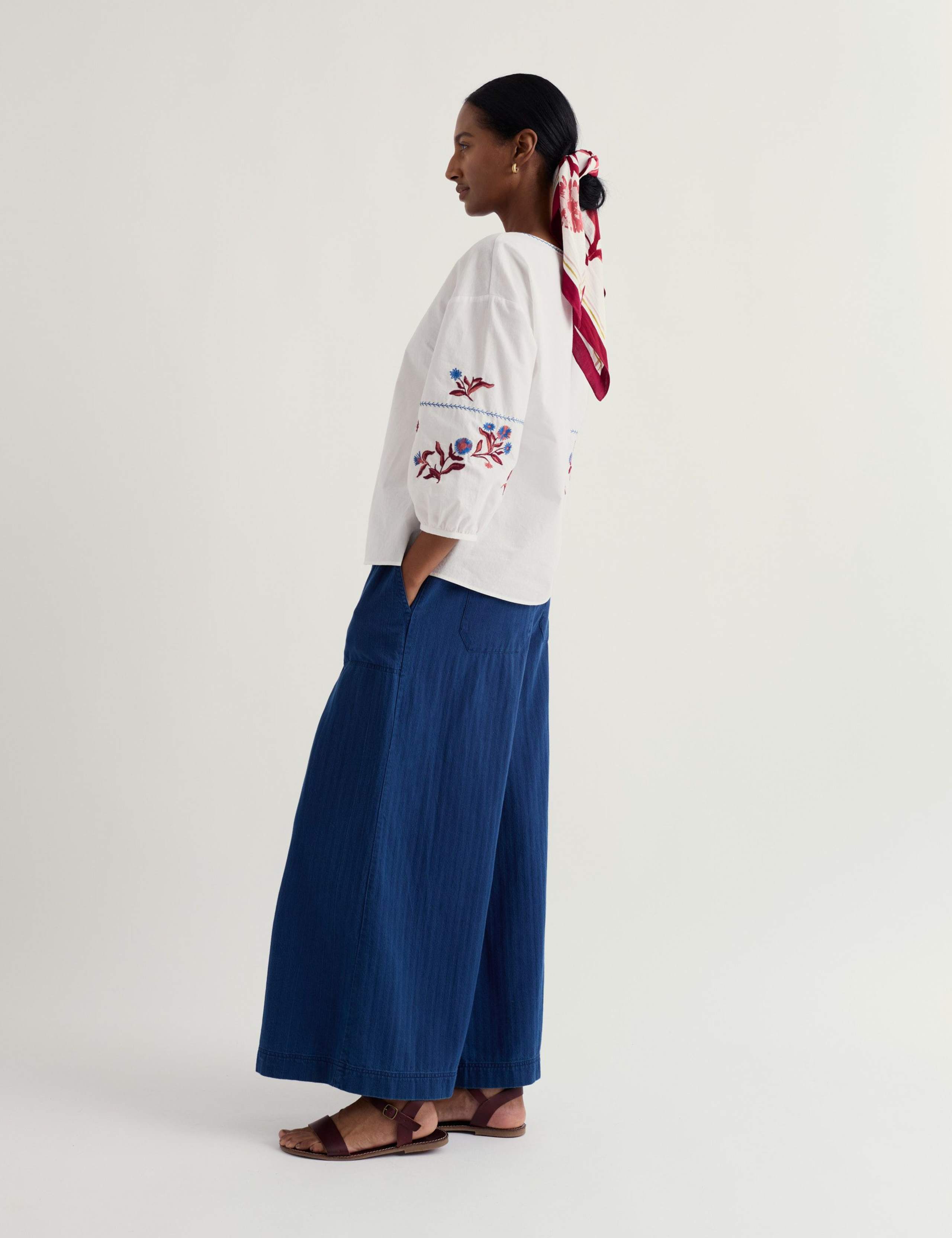 Pure Cotton Embroidered Notch Neck Top 3 of 6