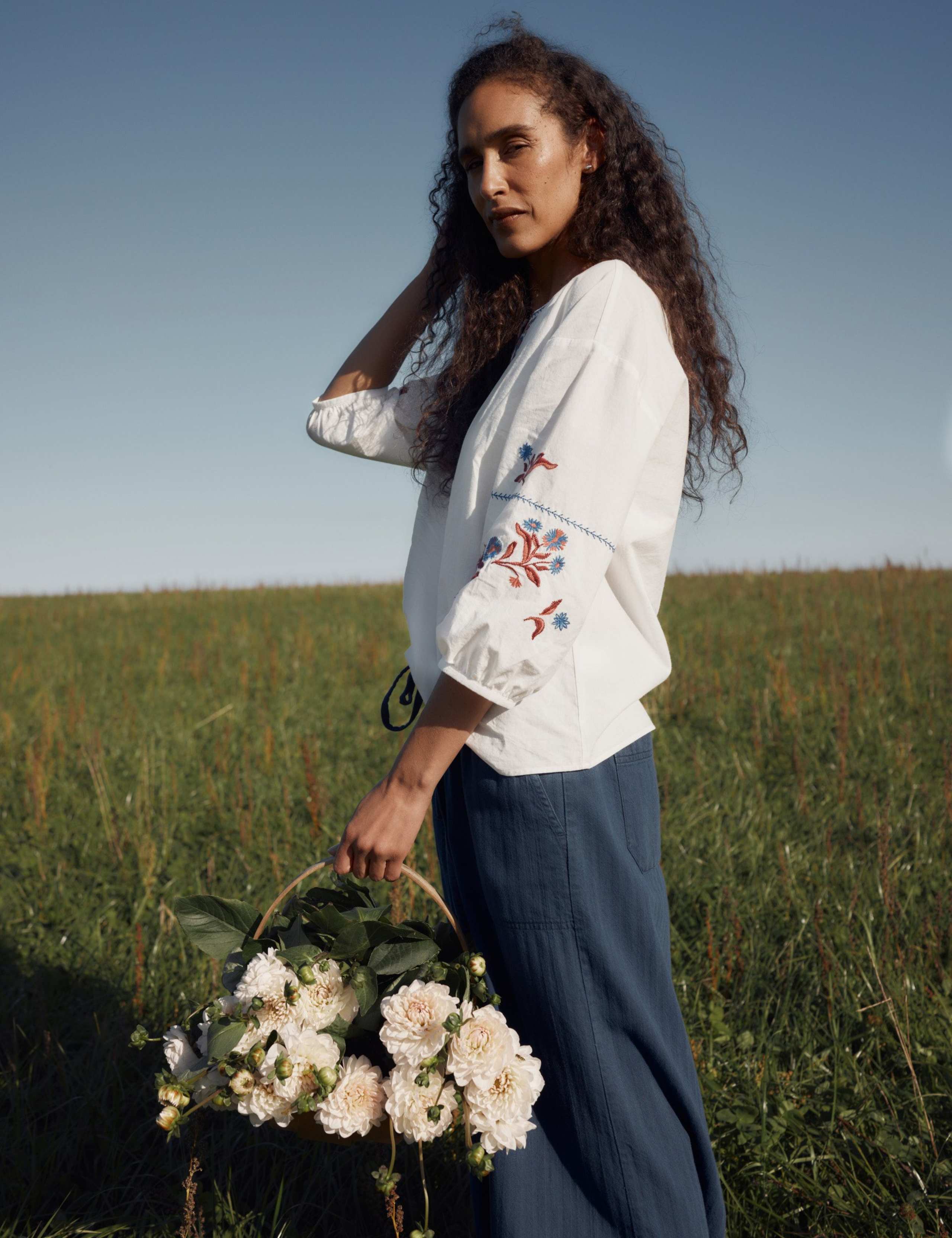 Pure Cotton Embroidered Notch Neck Top 4 of 6