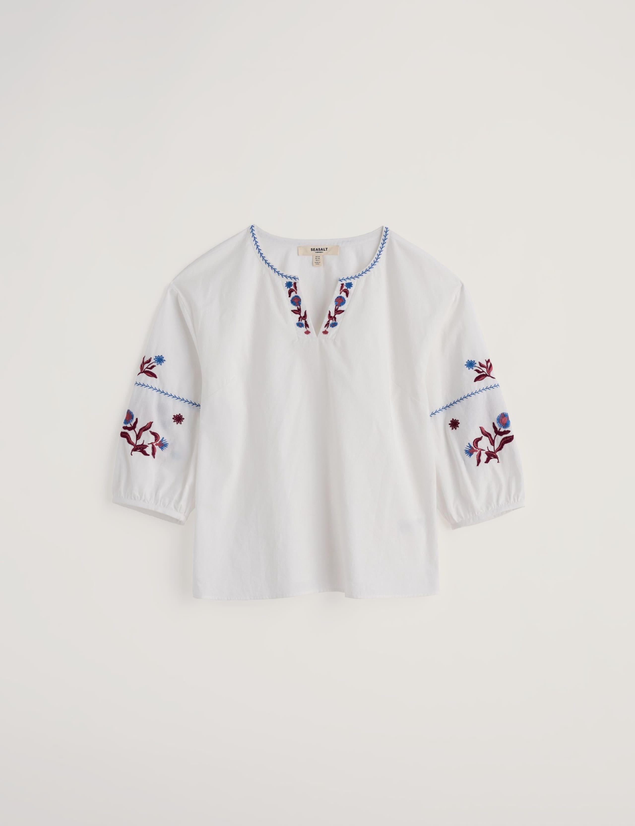 Pure Cotton Embroidered Notch Neck Top 2 of 6