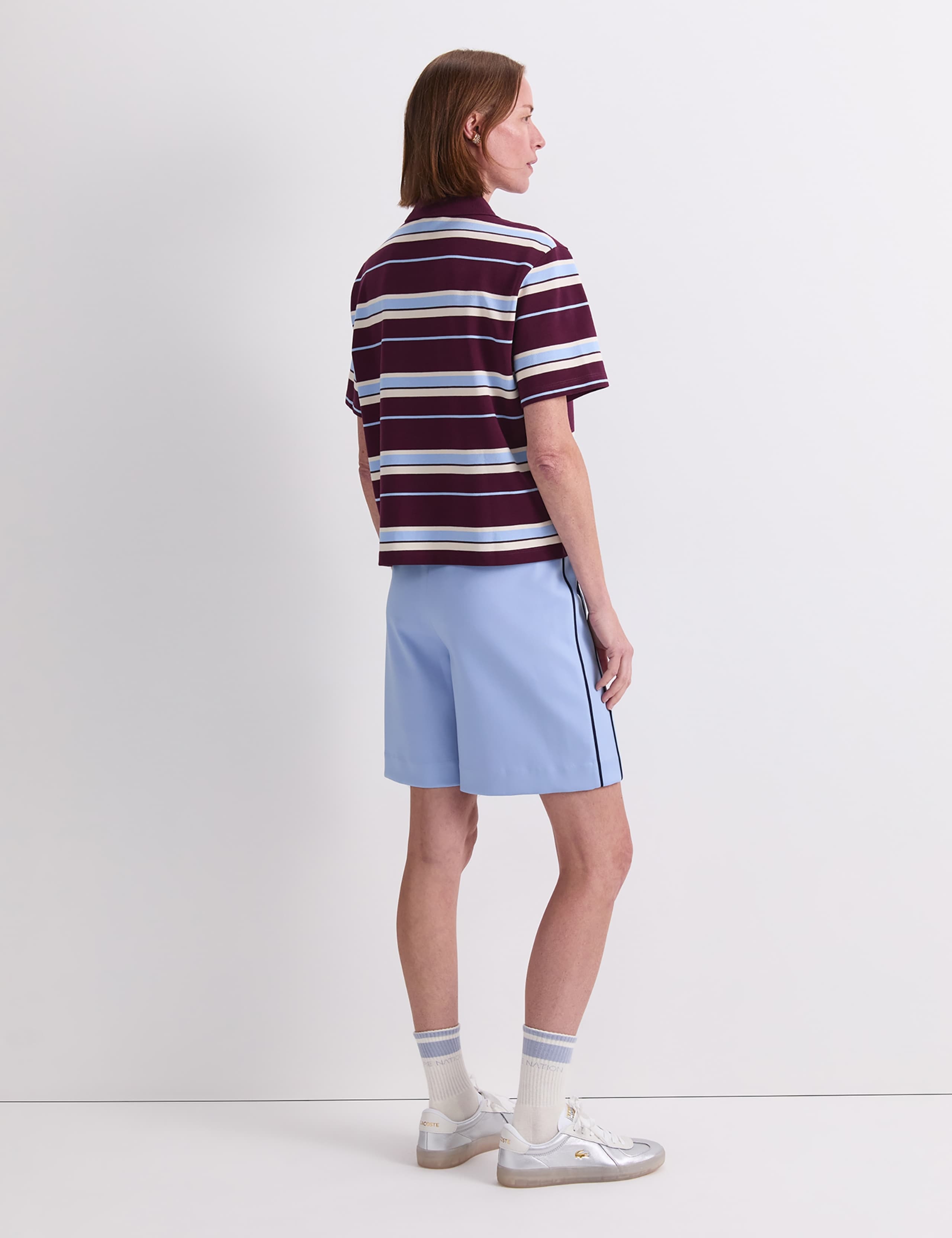 Pure Cotton Striped Polo Neck Shirt 3 of 8