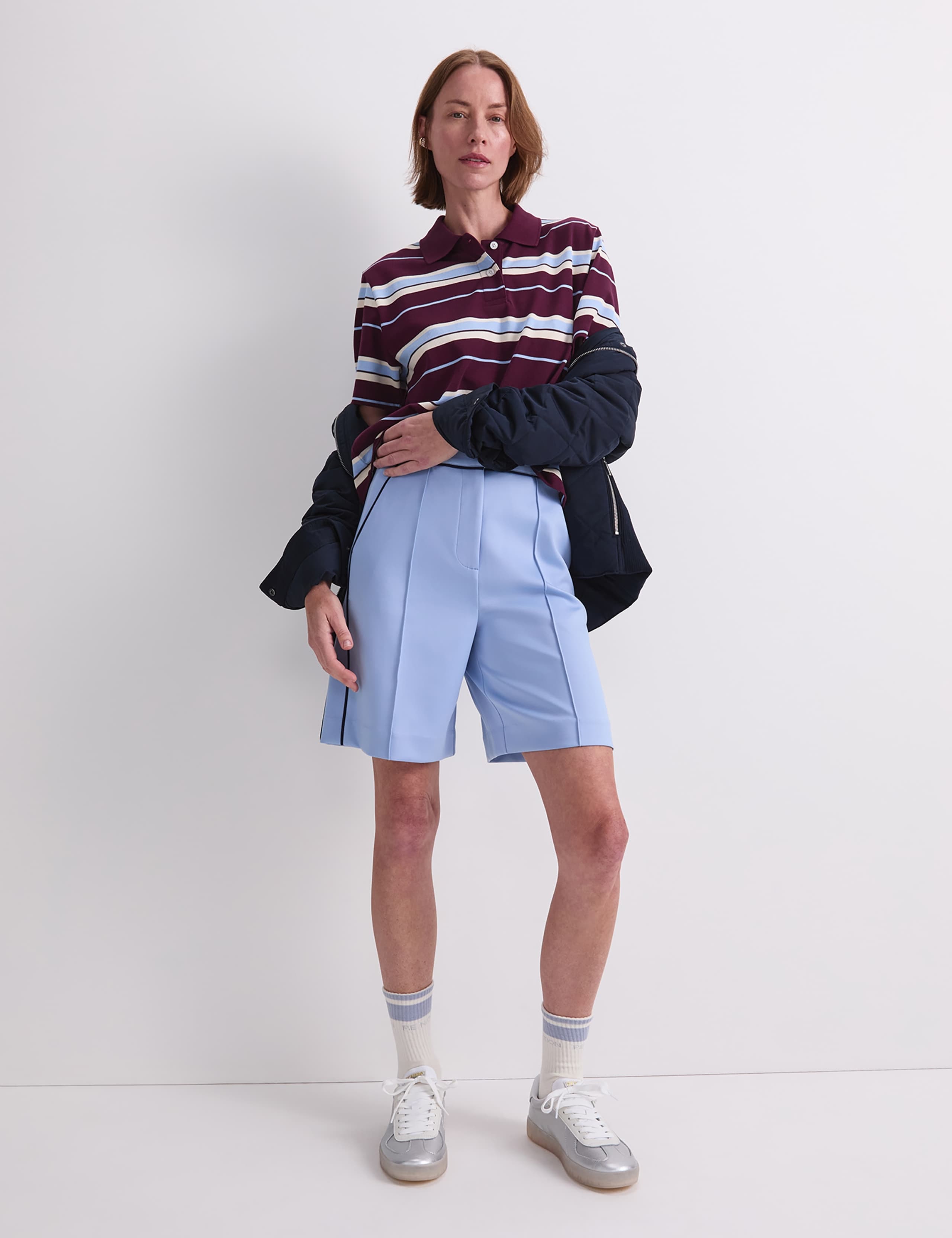 Pure Cotton Striped Polo Neck Shirt 6 of 8