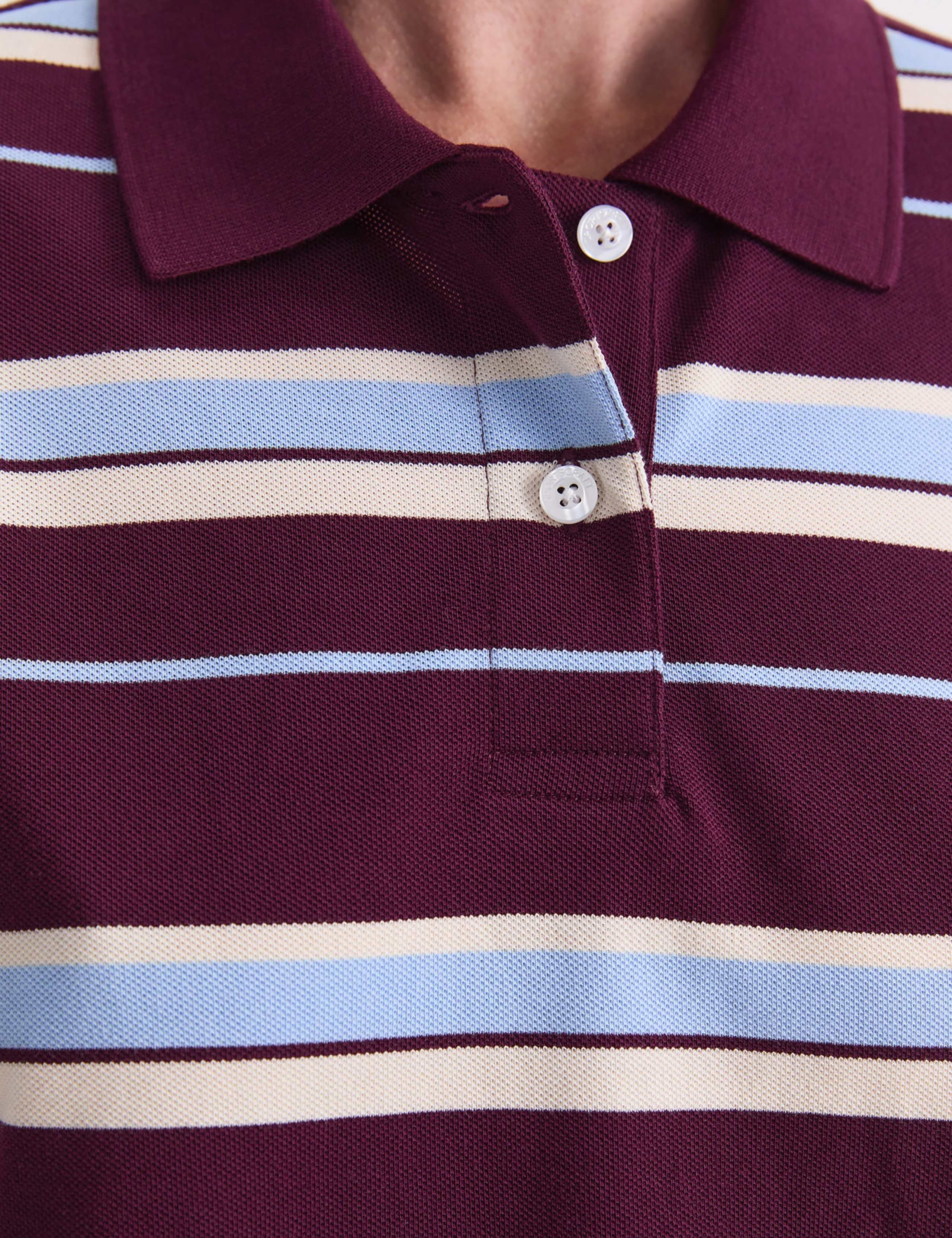 Pure Cotton Striped Polo Neck Shirt 8 of 8