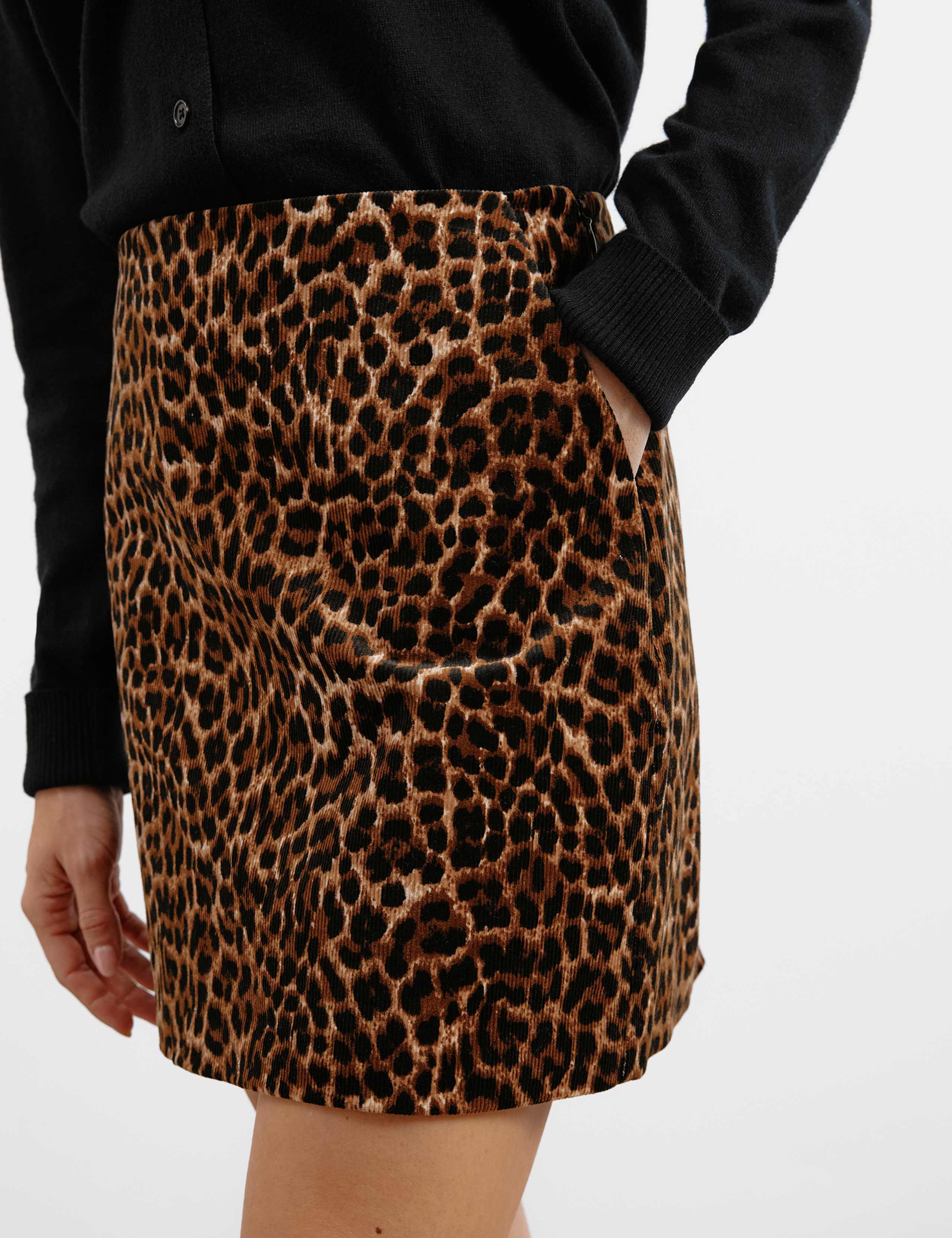 Cord Animal Print Mini A-Line Skirt 3 of 4