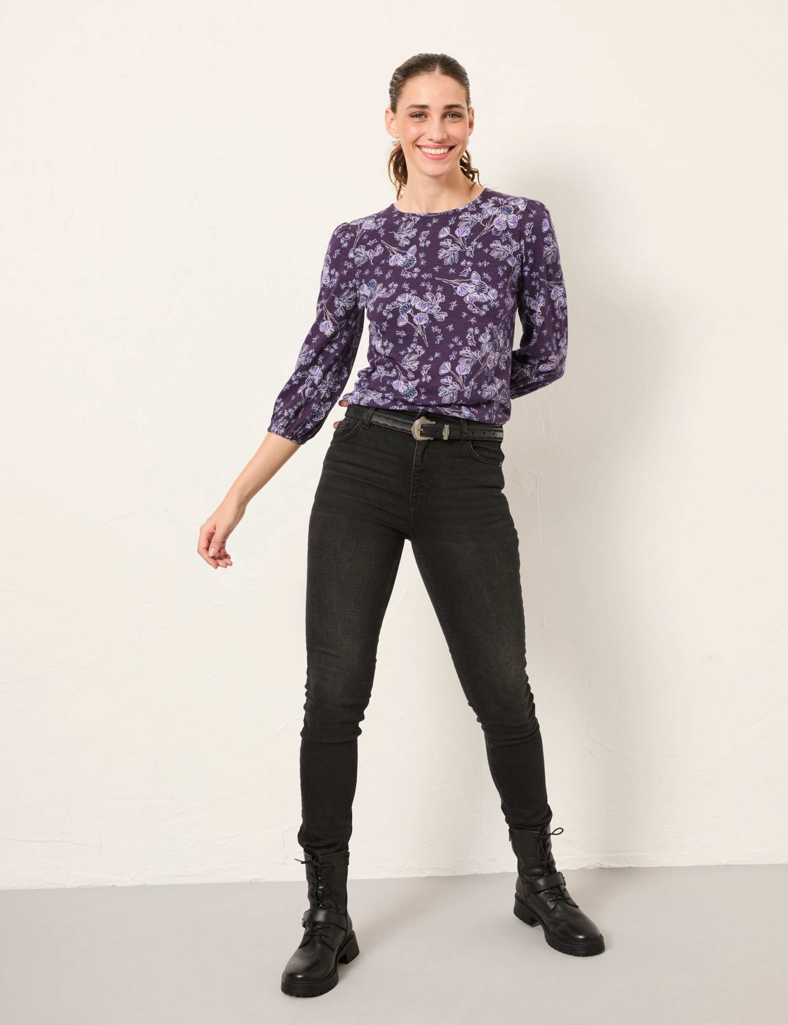 Modal Blend Crew Neck Floral Top 3 of 6