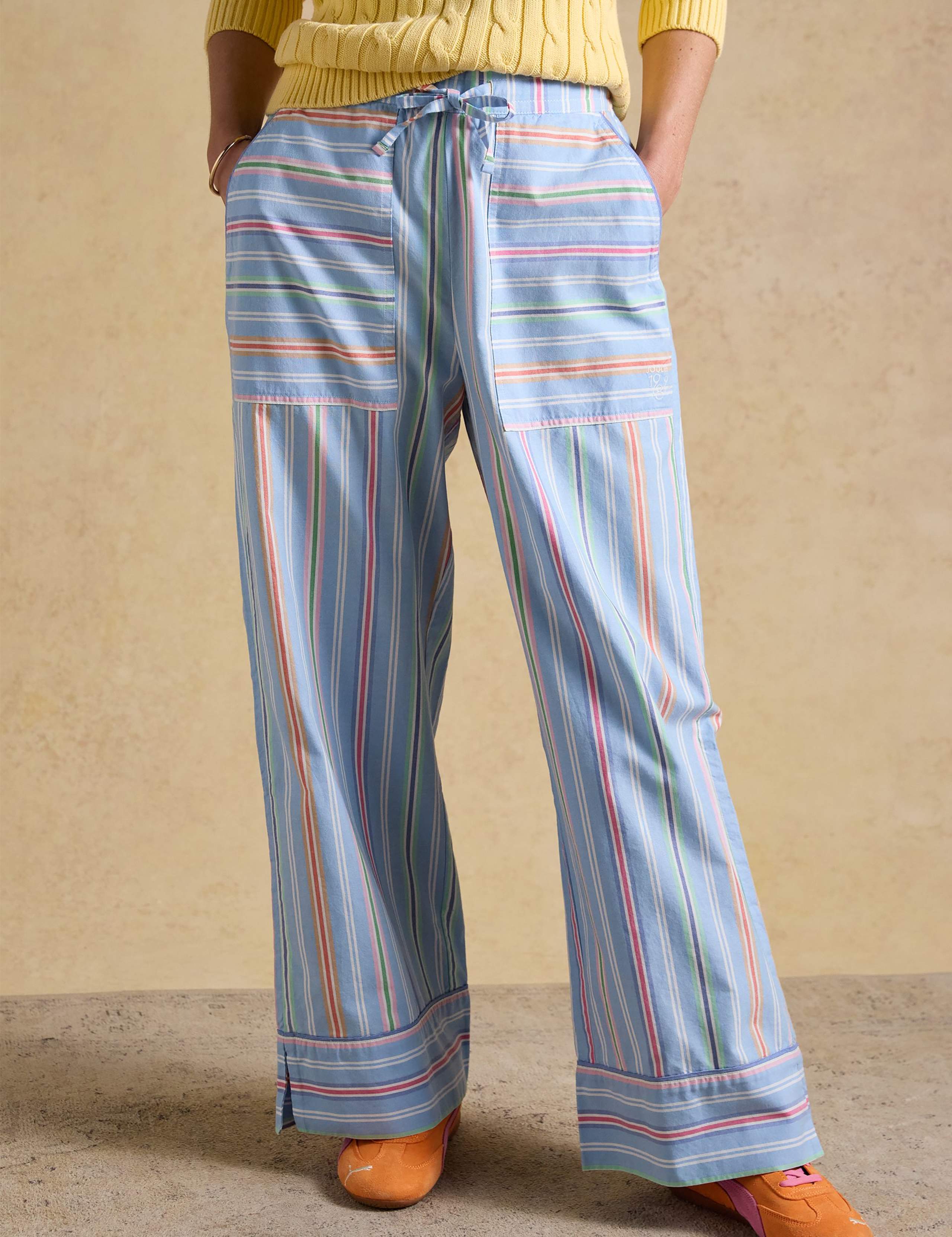 Pure Cotton Striped Wide Leg Trousers 3 of 8
