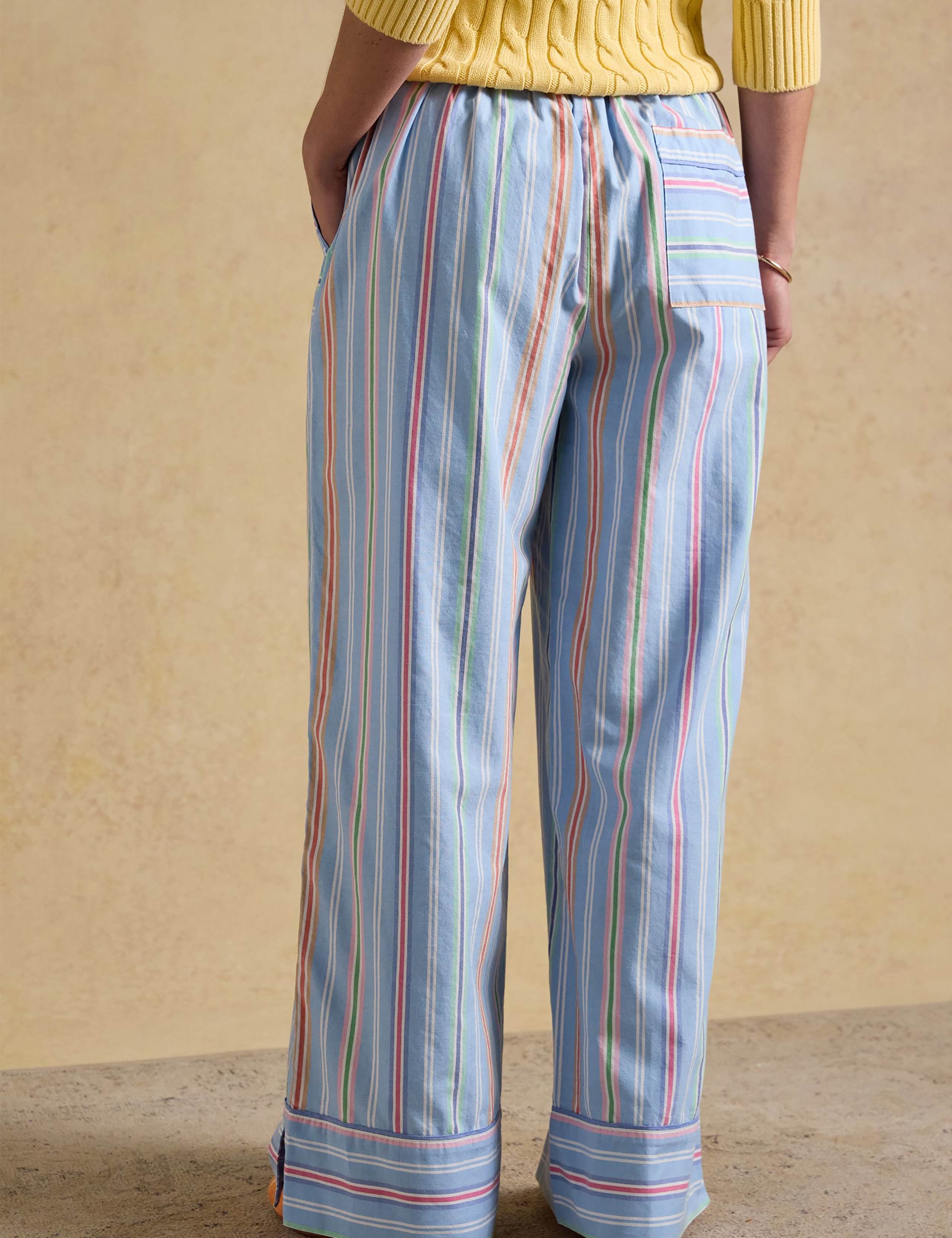 Pure Cotton Striped Wide Leg Trousers 4 of 8