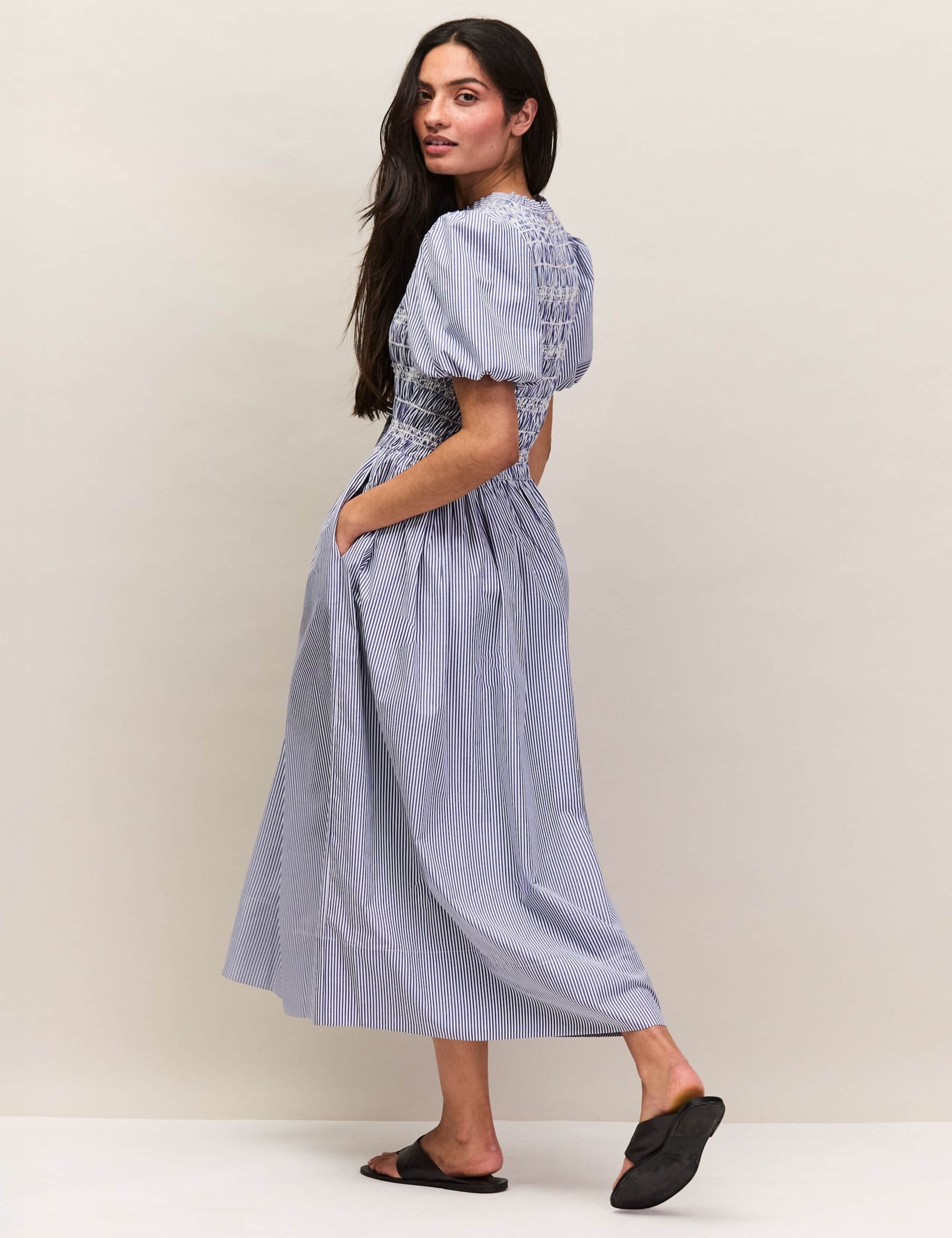 Striped Midaxi Shirred Dress 2 of 6