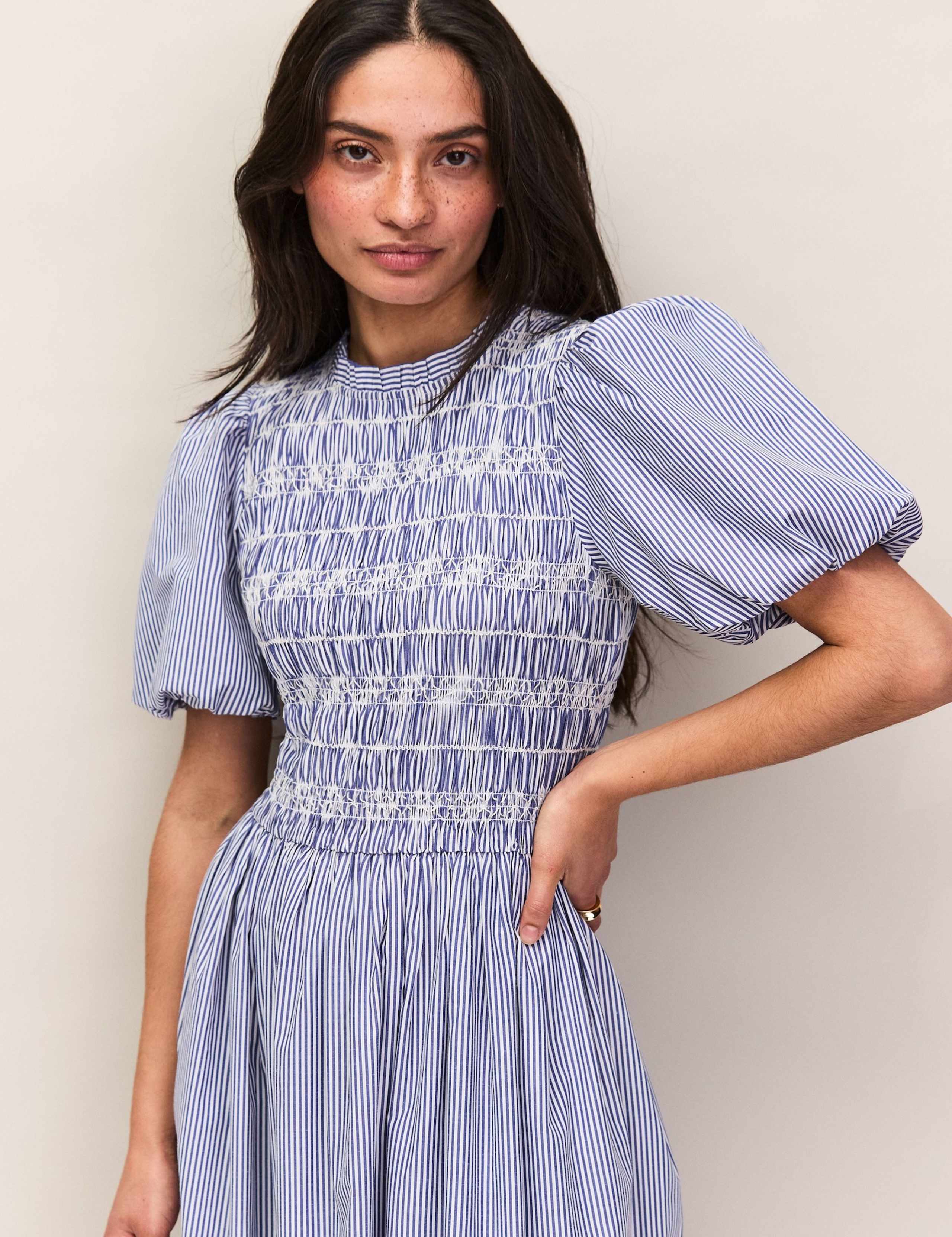 Striped Midaxi Shirred Dress 3 of 6