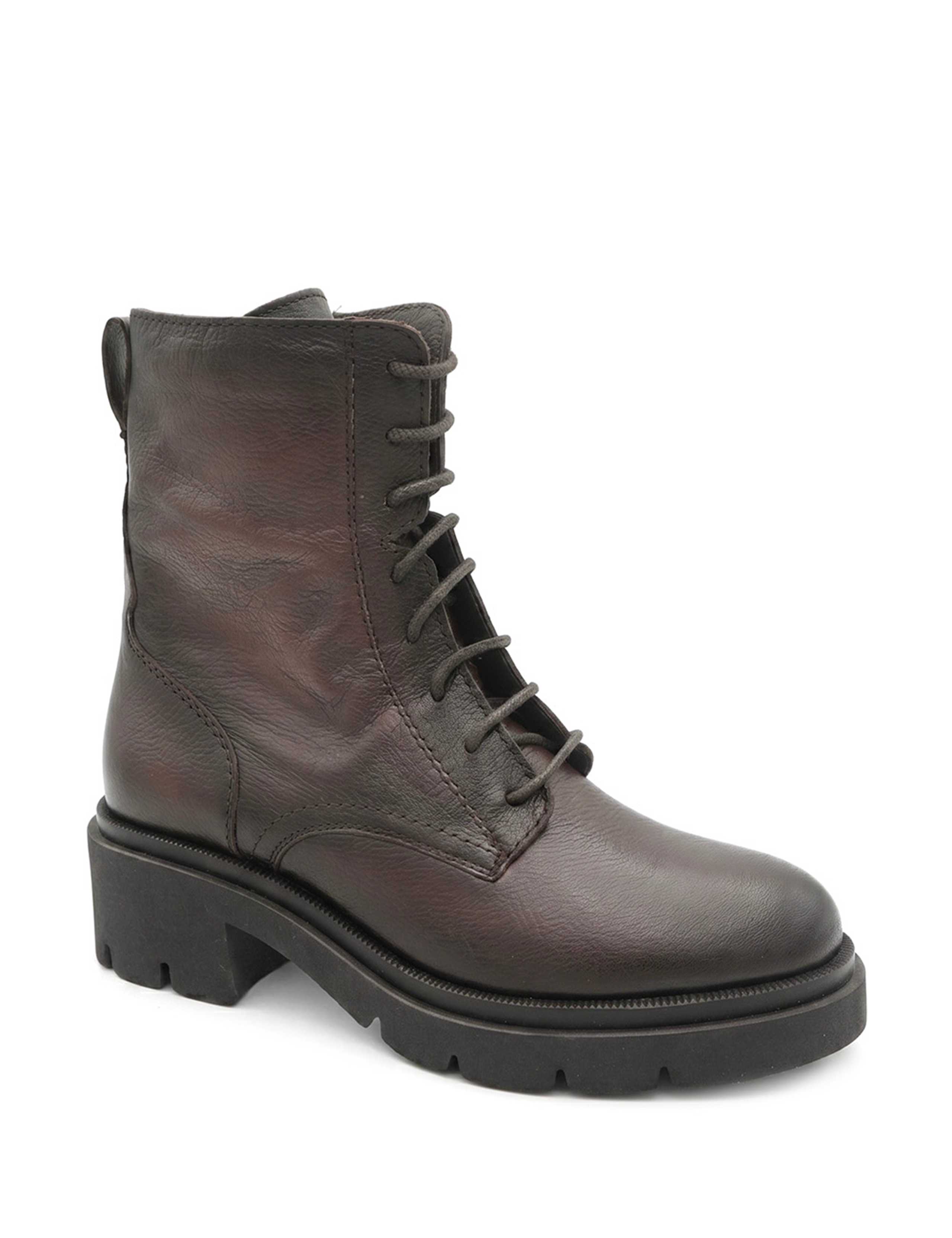 Leather Lace Up Block Heel Boots 3 of 6