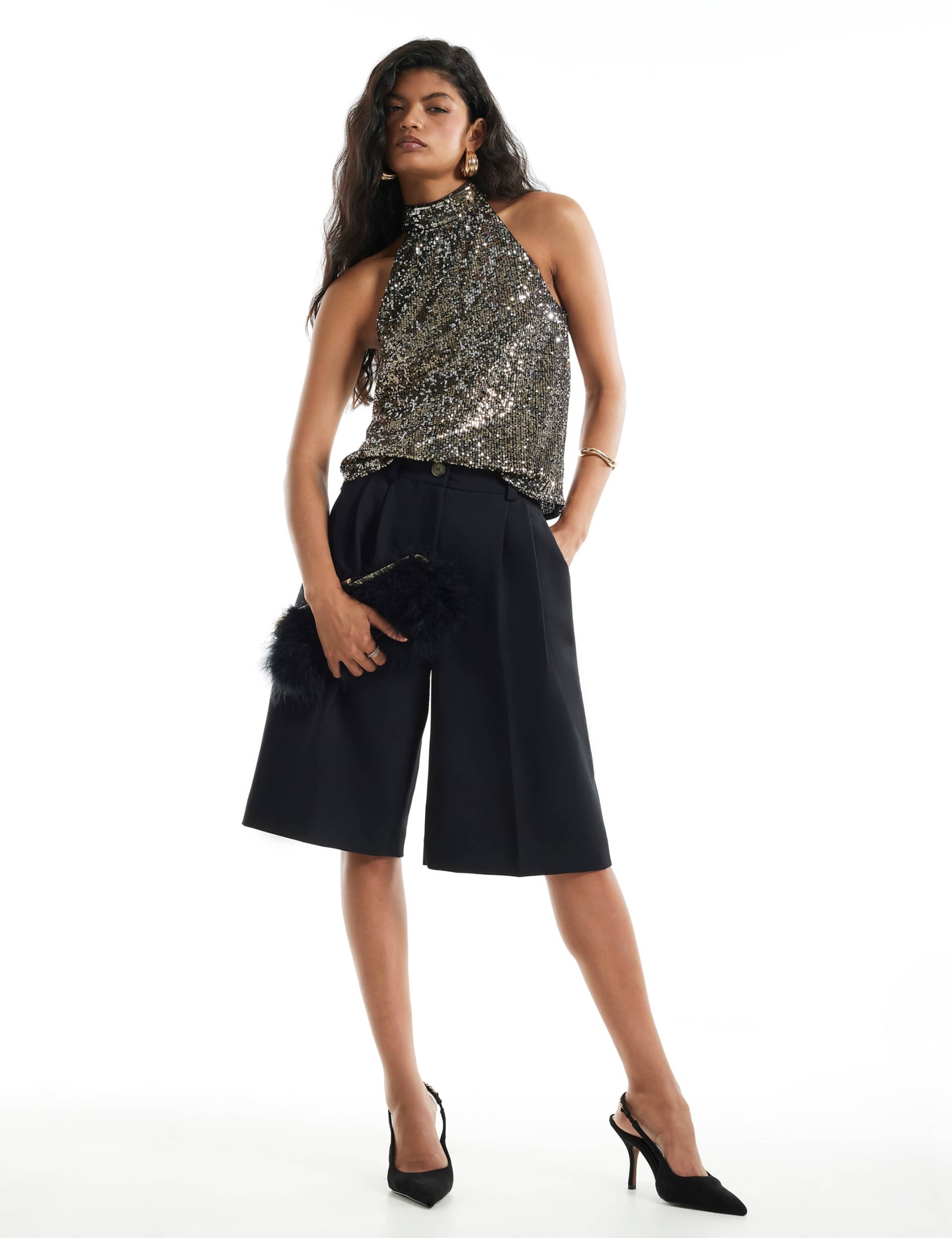 Sequin Halter Neck Tie Back Vest Top 4 of 4