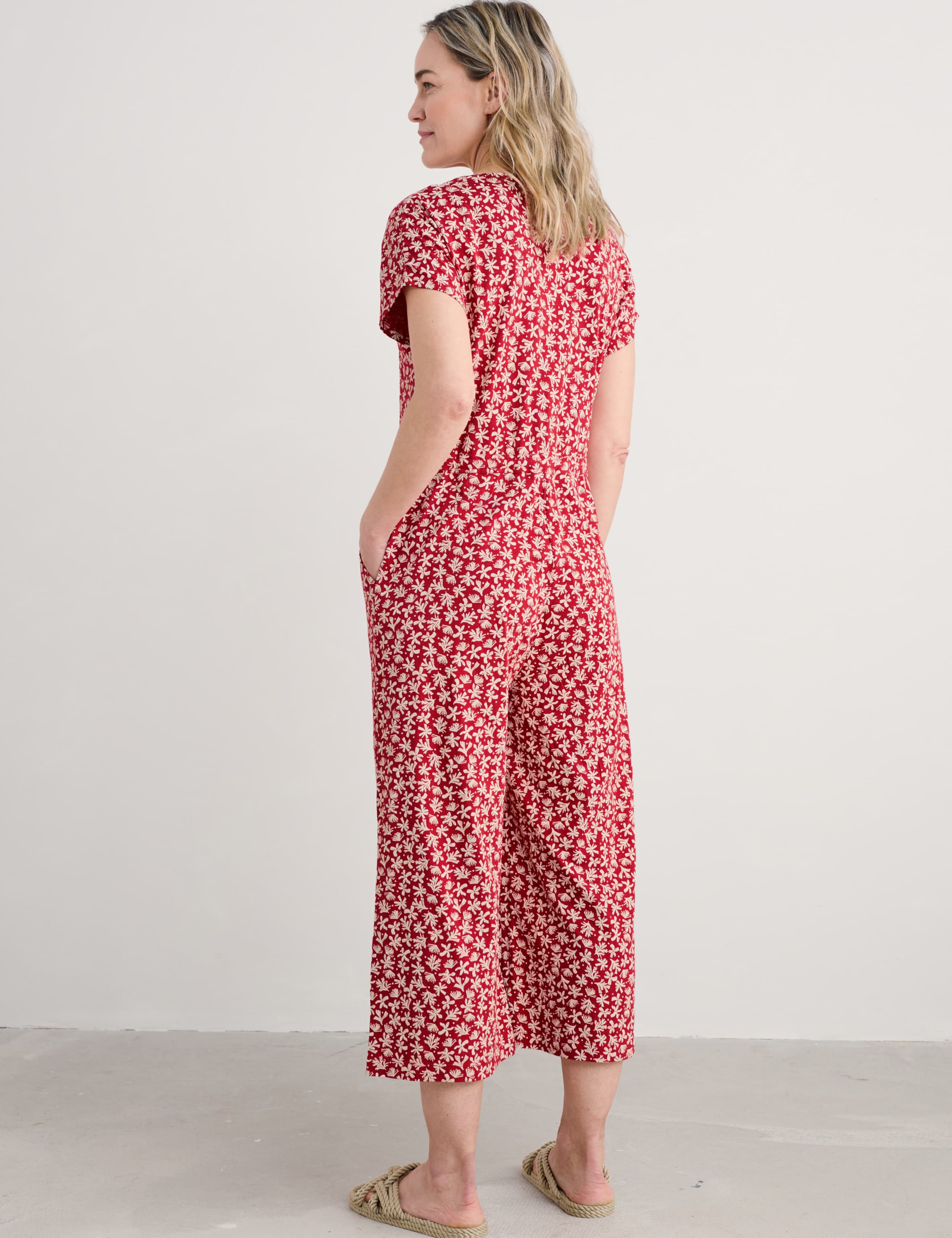 Cotton Modal Blend Floral Cropped Jumpsuit 3 of 4