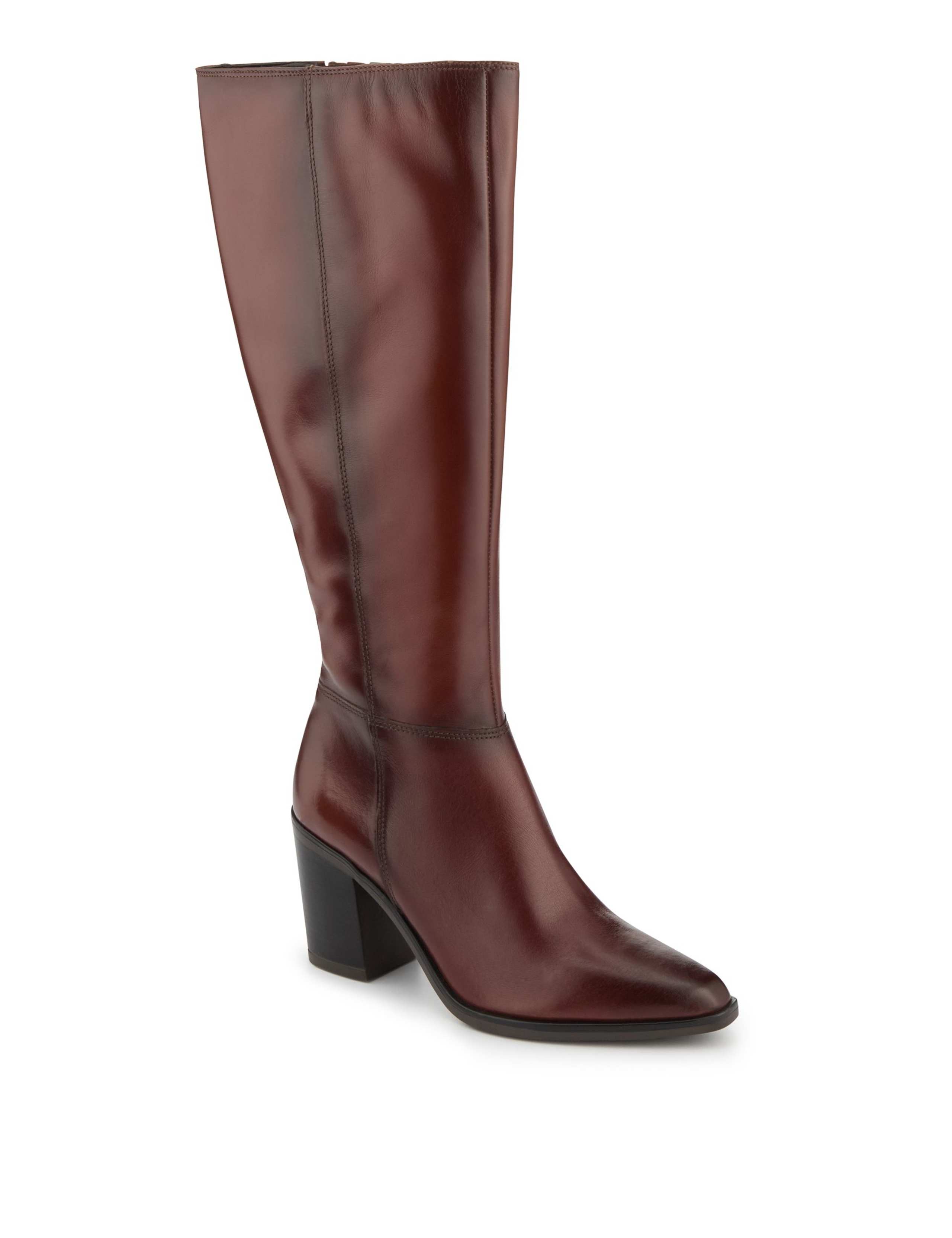 Leather Block Heel Knee High Boots 3 of 6