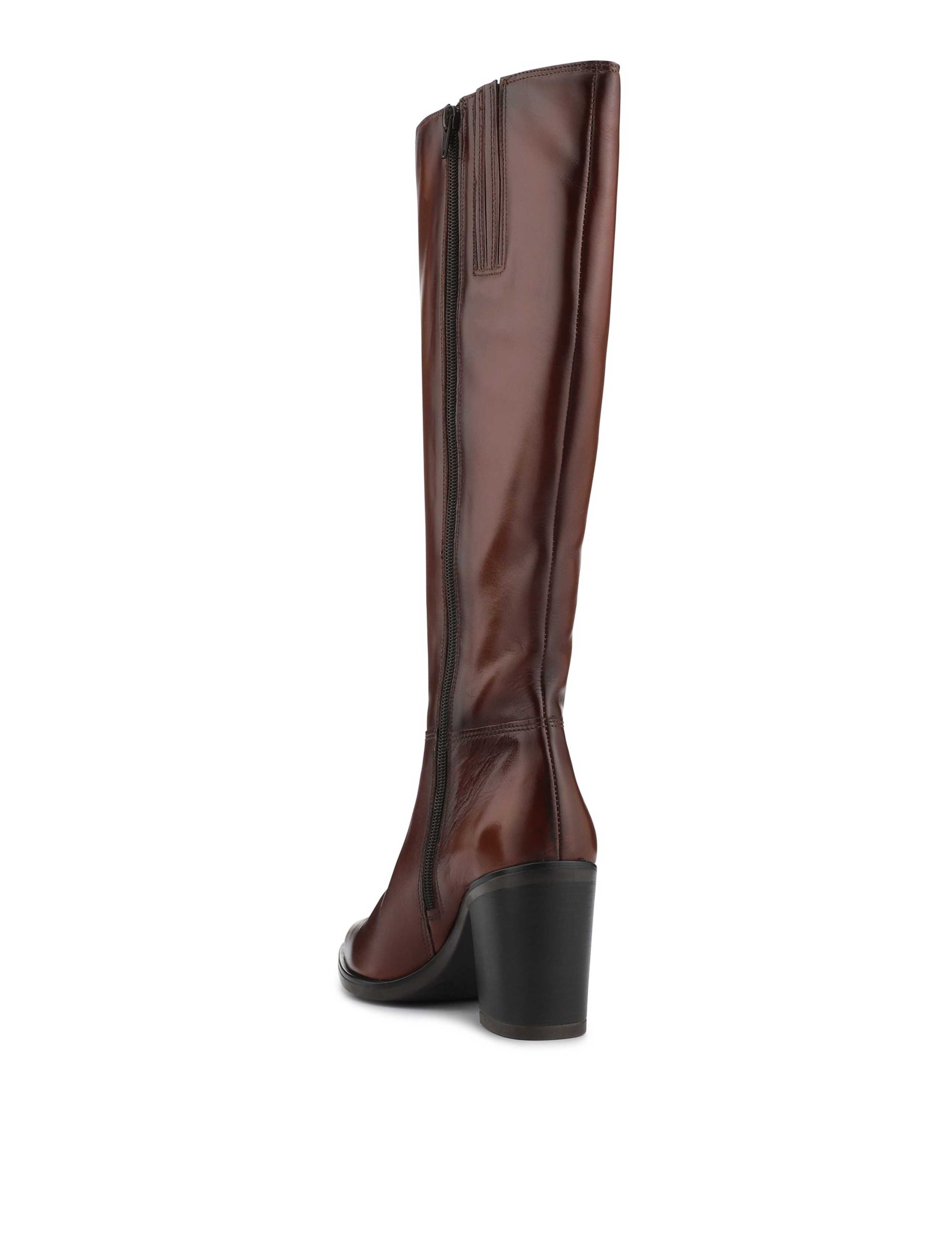 Leather Block Heel Knee High Boots 4 of 6