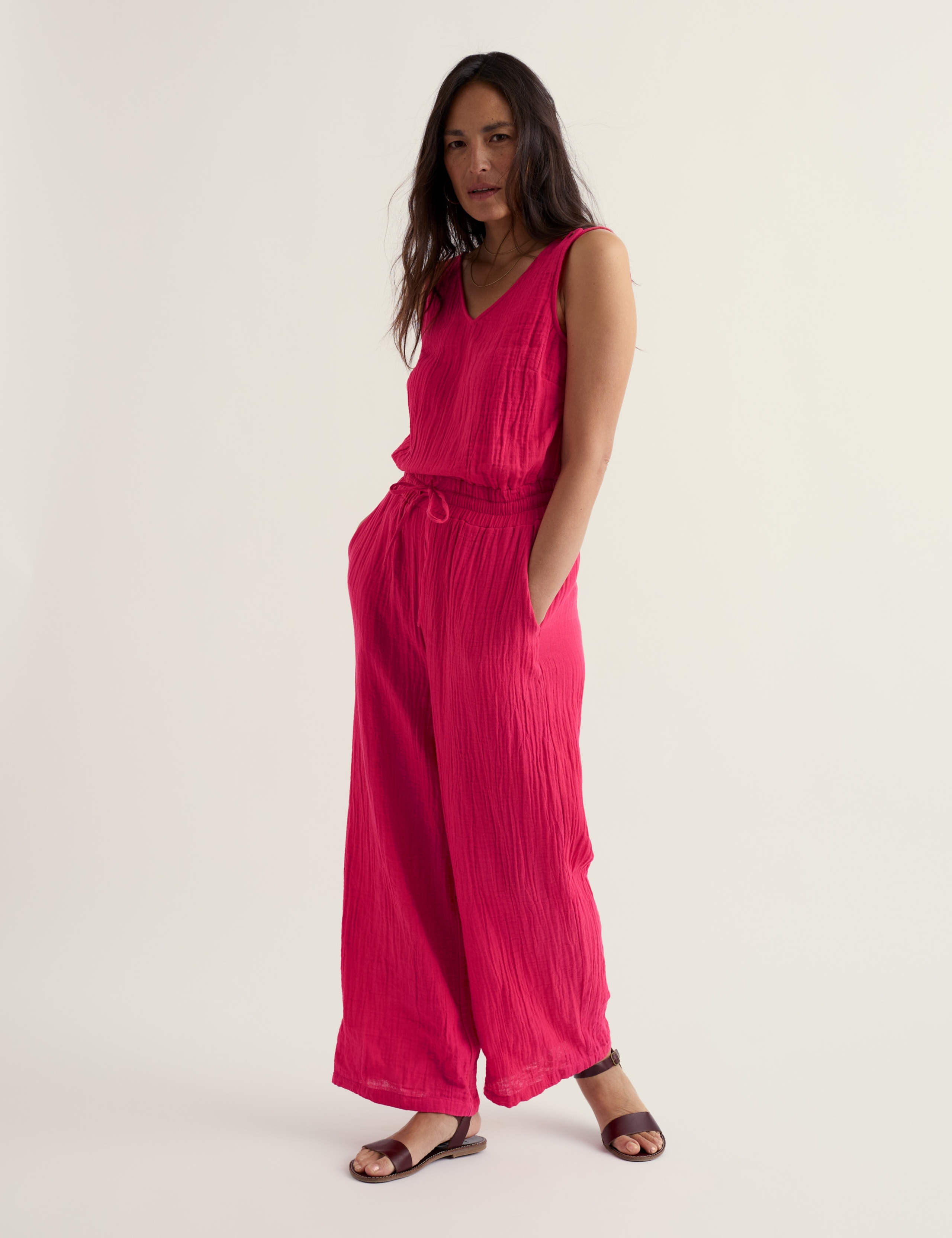 Pure Cotton Sleeveless Cropped Jumpsuit 3 of 6