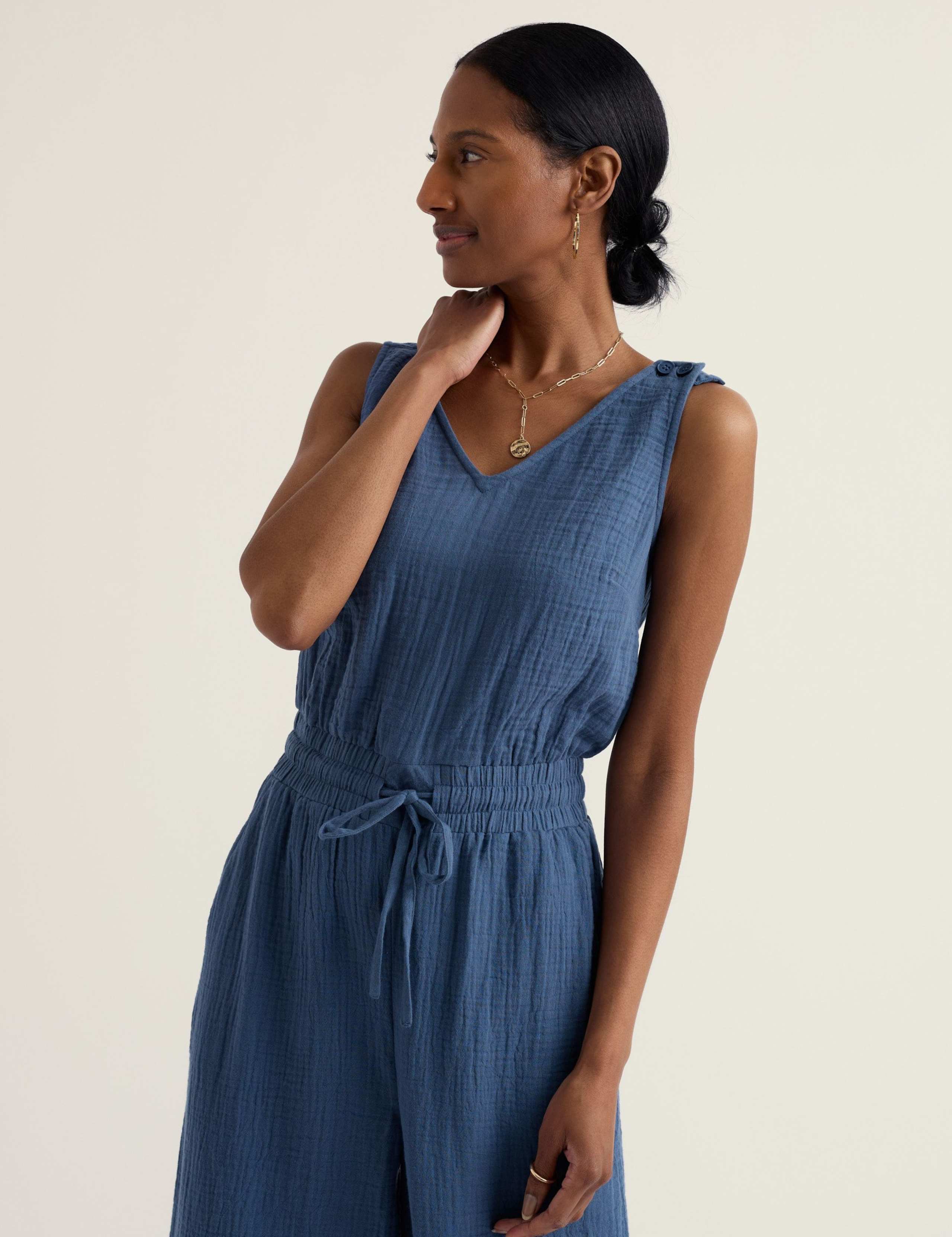 Pure Cotton Sleeveless Cropped Jumpsuit 4 of 5